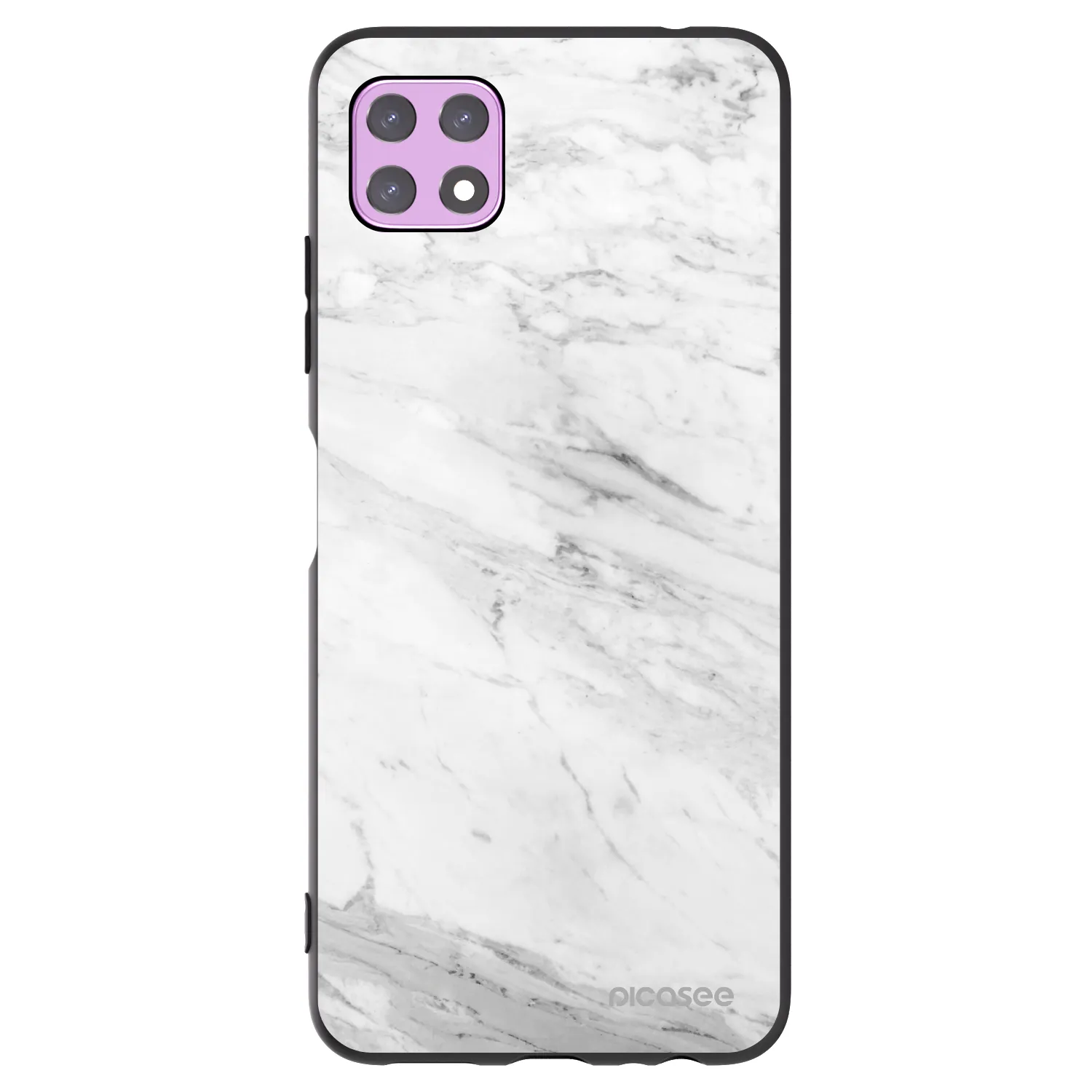 Picasee Samsung Galaxy A22 A226B 5G Hülle - Schwarzes Silikon - White marble
