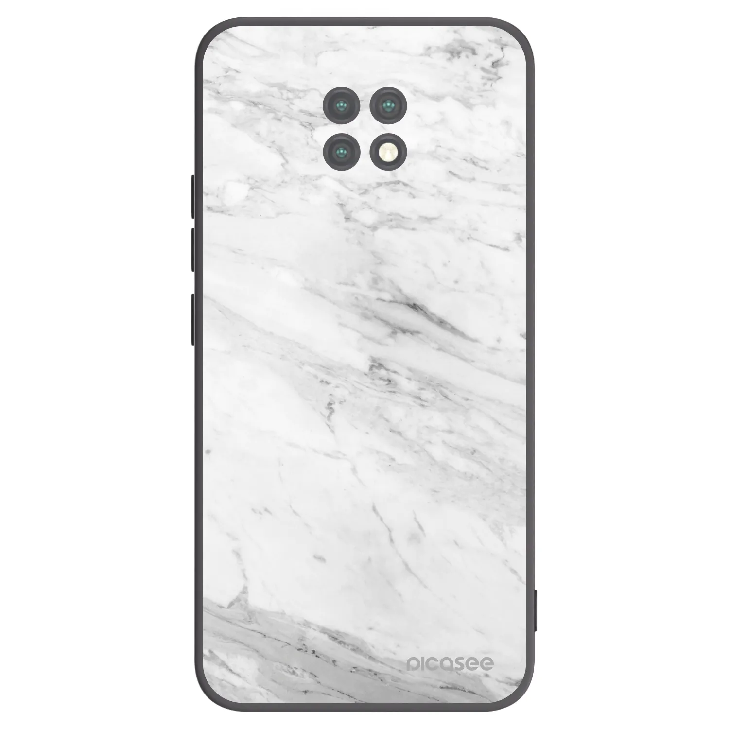 Picasee Xiaomi Redmi Note 9T Hülle - Schwarzes Silikon - White marble