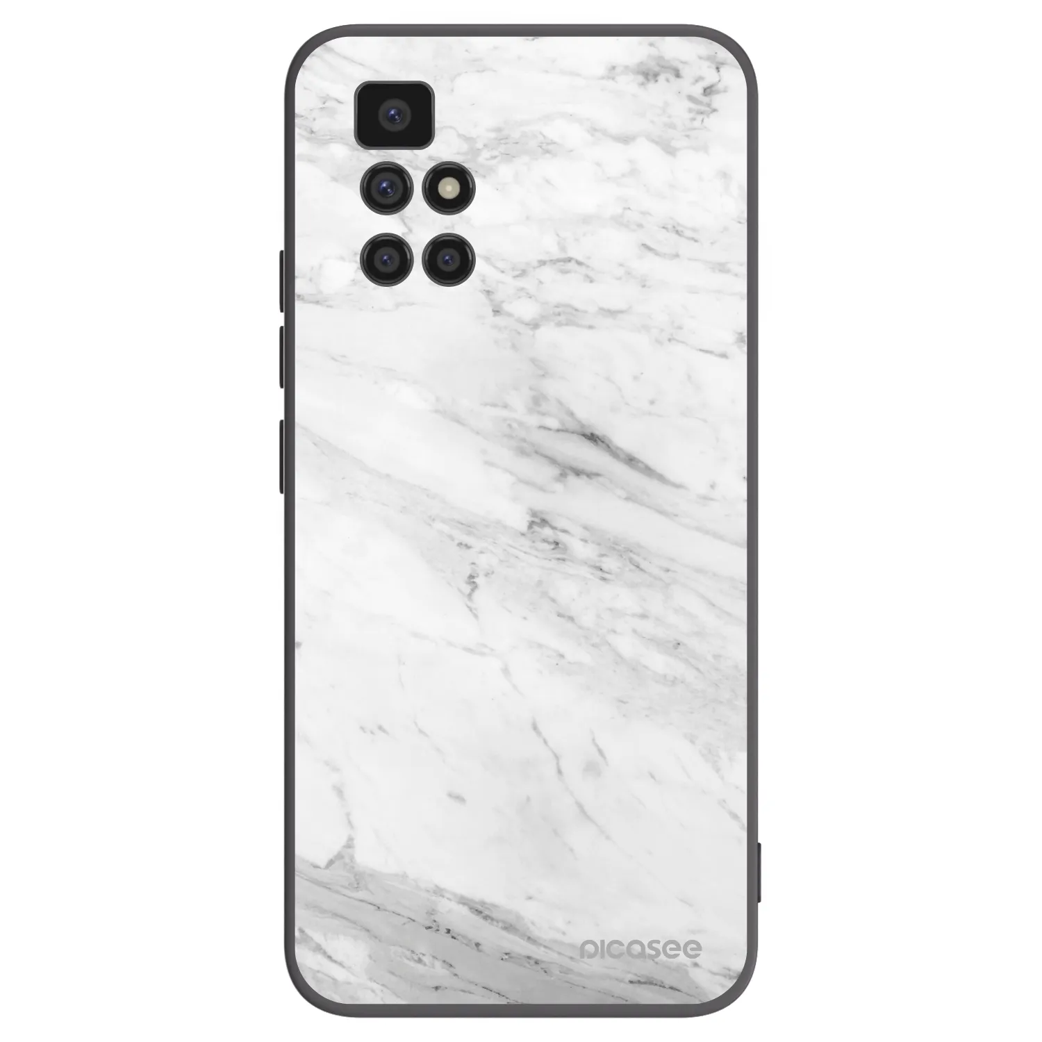Picasee Xiaomi Redmi 10 Hülle - Schwarzes Silikon - White marble