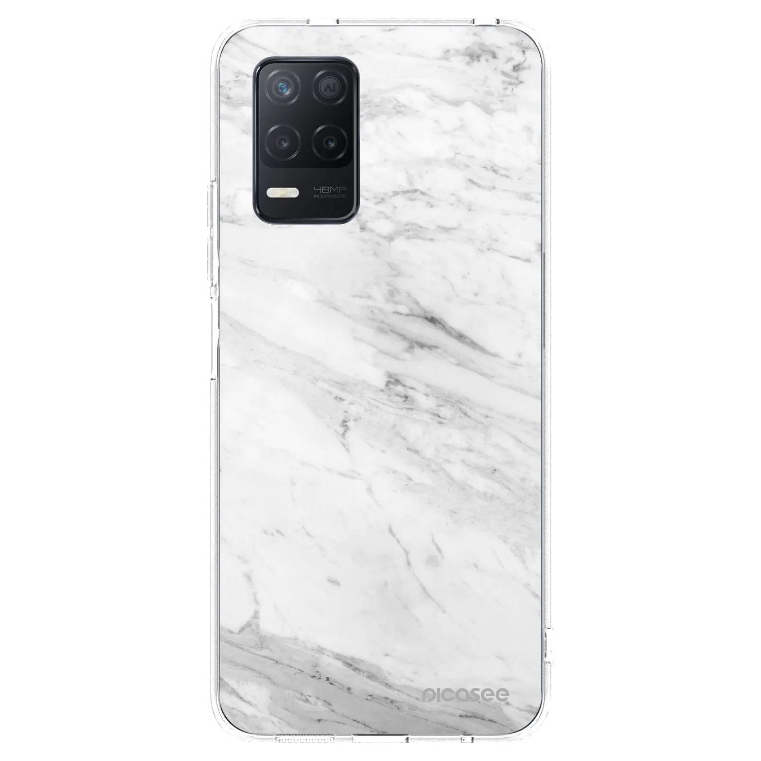 Picasee Realme 8 5G Hülle - Transparentes Silikon - White marble