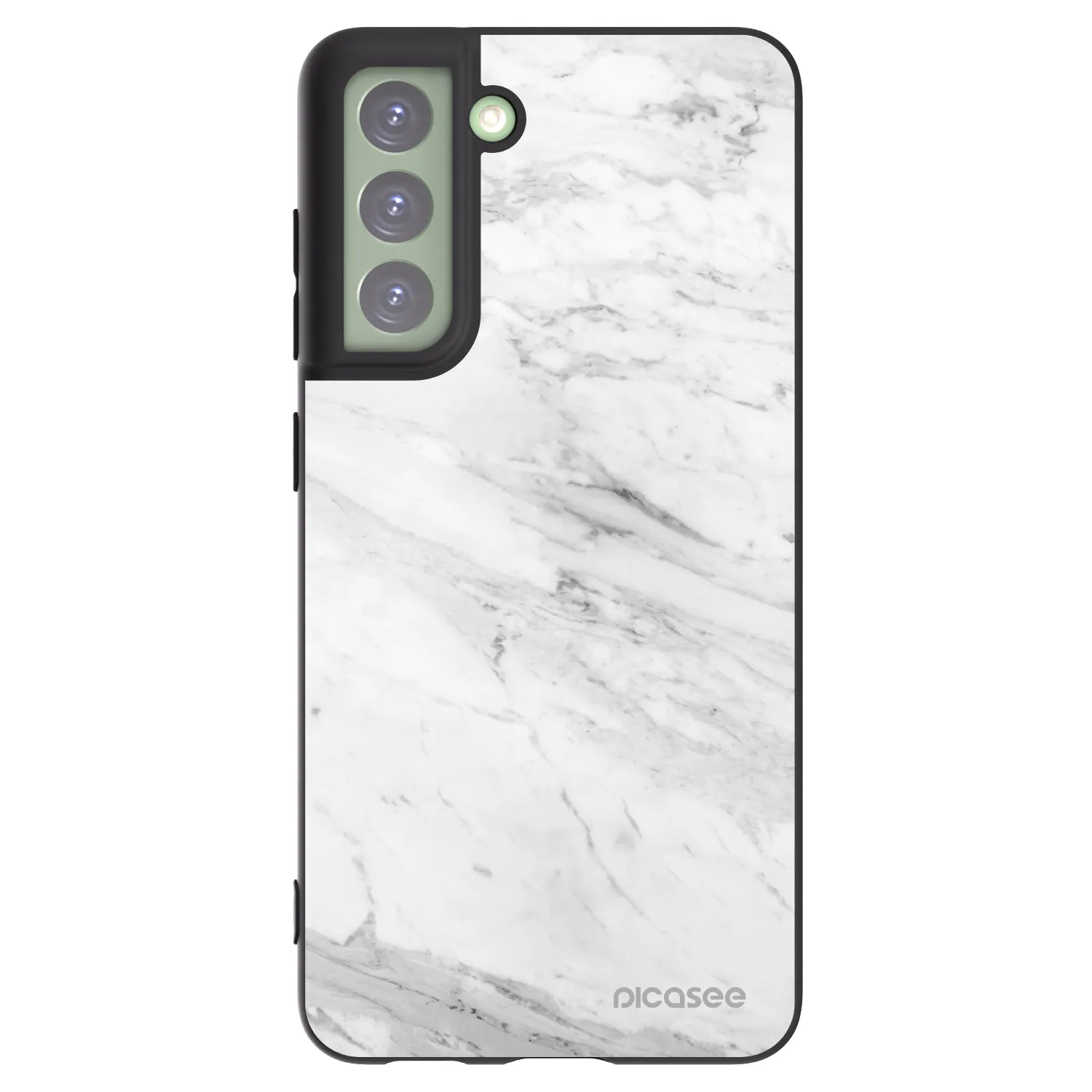 Picasee Samsung Galaxy S21 FE 5G Hülle - Schwarzes Silikon - White marble