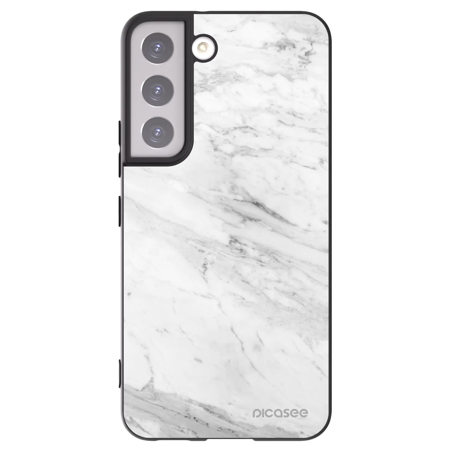 Picasee Samsung Galaxy S22 5G Hülle - Schwarzes Silikon - White marble
