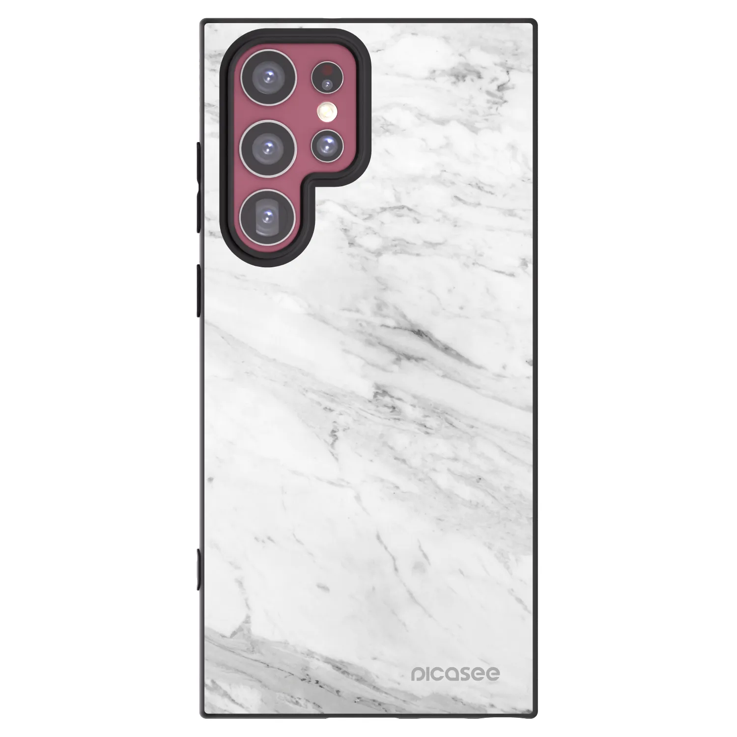 Picasee Samsung Galaxy S22 Ultra 5G Hülle - Schwarzes Silikon - White marble
