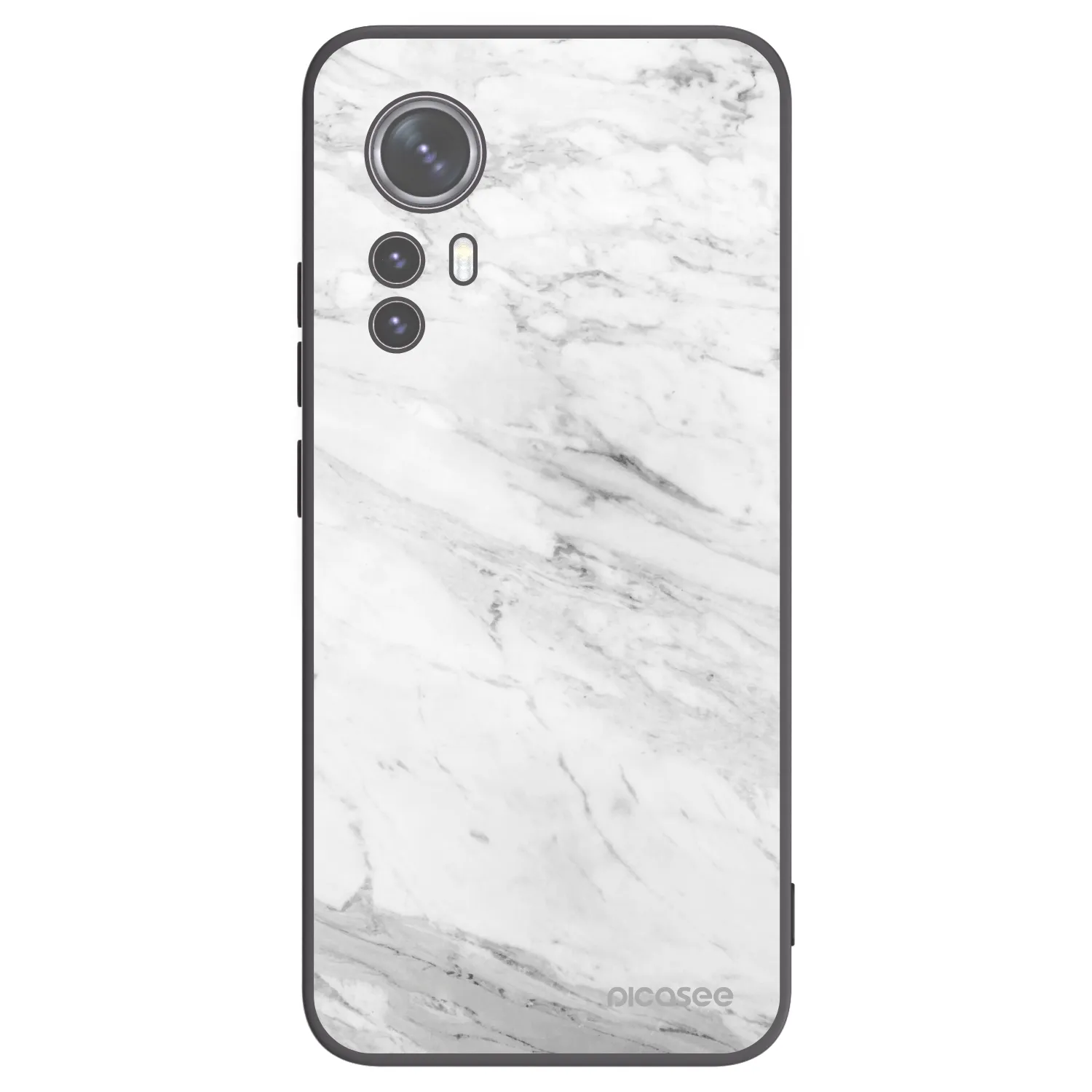 Picasee Xiaomi 12 Hülle - Schwarzes Silikon - White marble