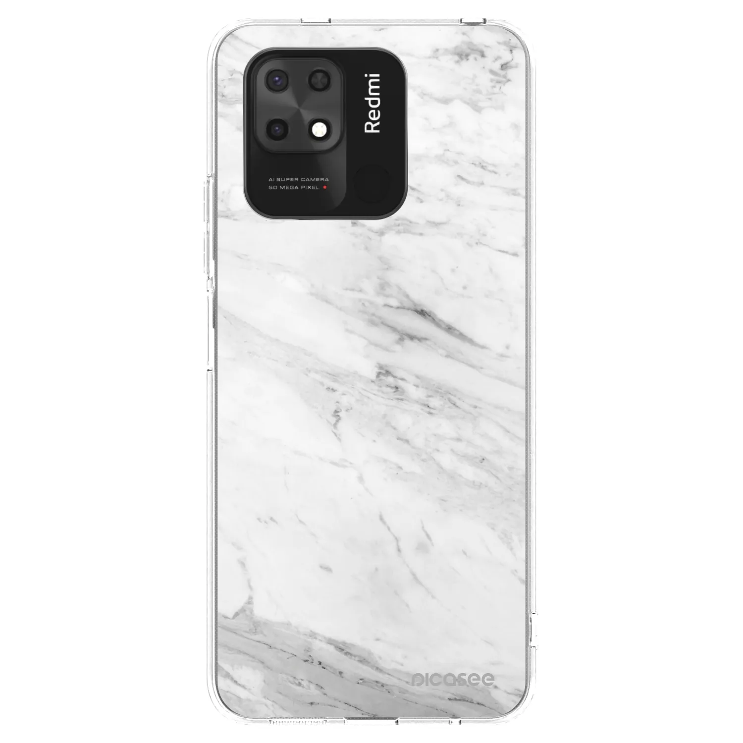 Picasee Xiaomi Redmi 10C Hülle - Transparentes Silikon - White marble