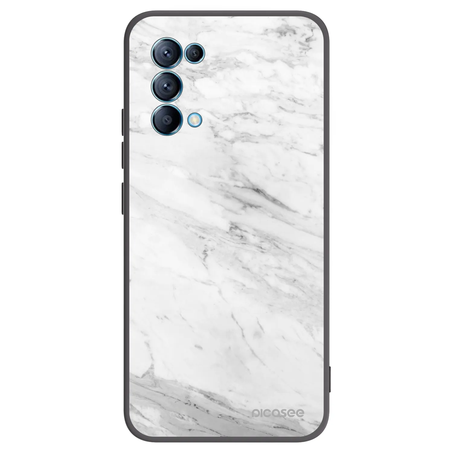 Picasee OPPO Reno 5 5G Hülle - Schwarzes Silikon - White marble