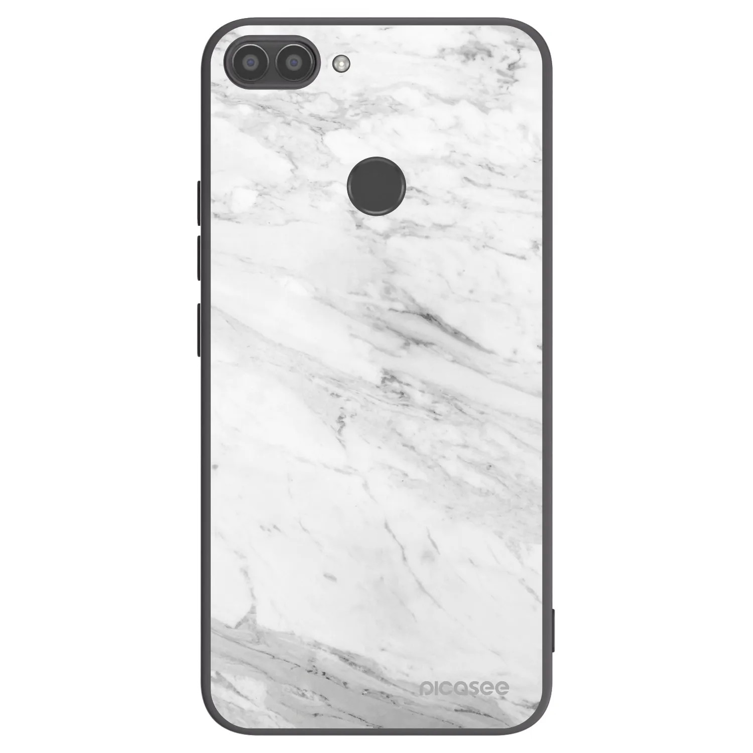Picasee Huawei P Smart Hülle - Schwarzes Silikon - White marble