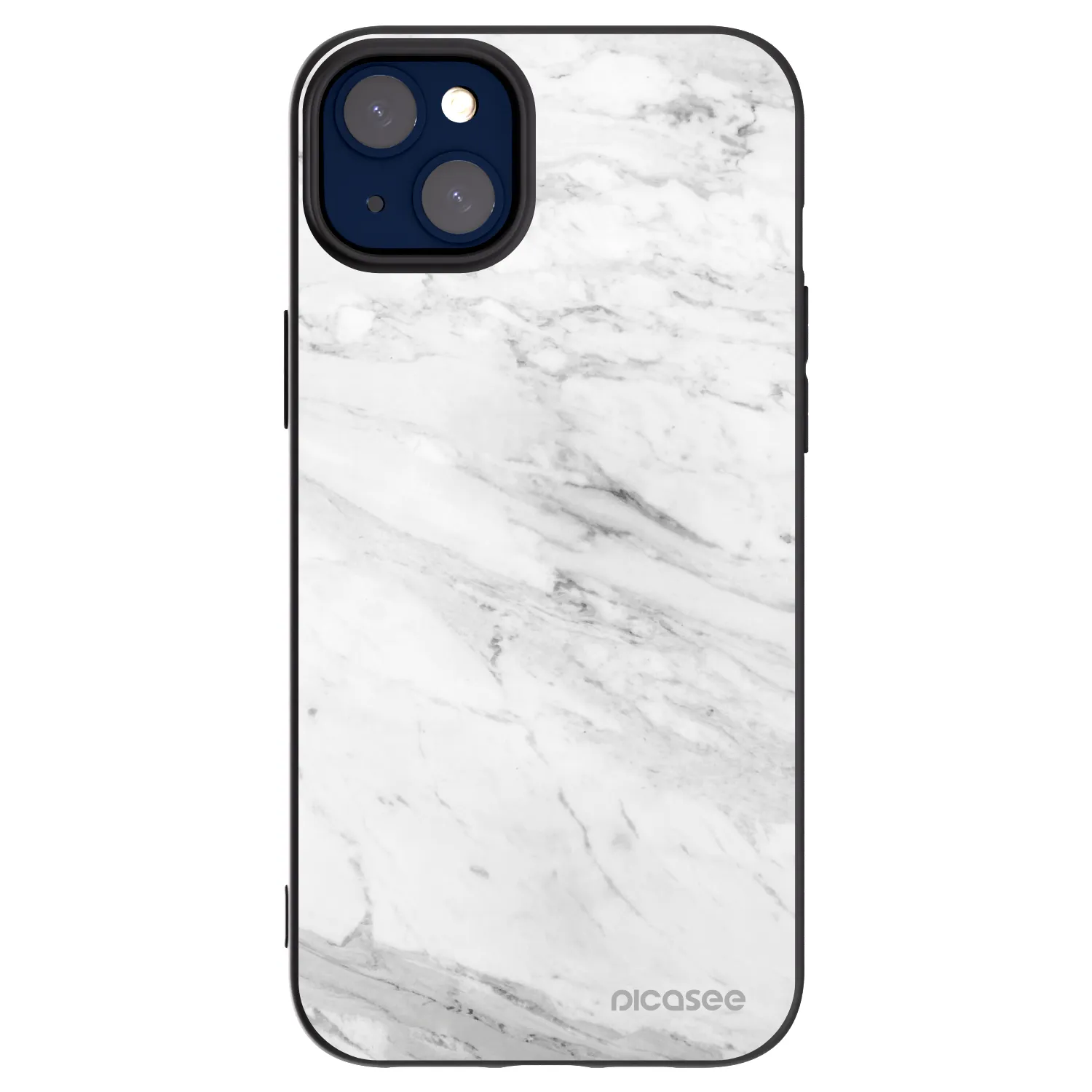 Picasee Apple iPhone 14 Plus Hülle - Schwarzes Silikon - White marble