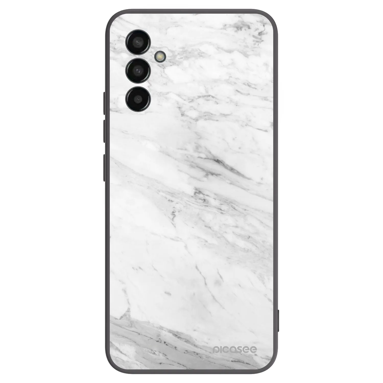 Picasee Samsung Galaxy M13 M135F Hülle - Schwarzes Silikon - White marble