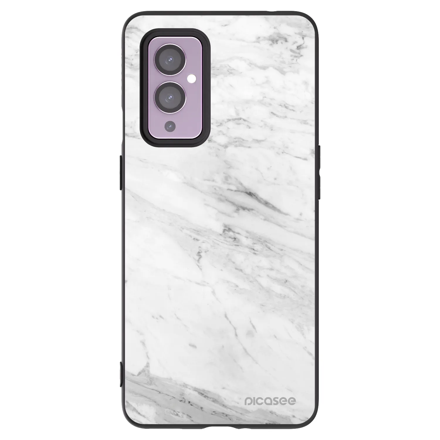 Picasee OnePlus 9 Hülle - Schwarzes Silikon - White marble