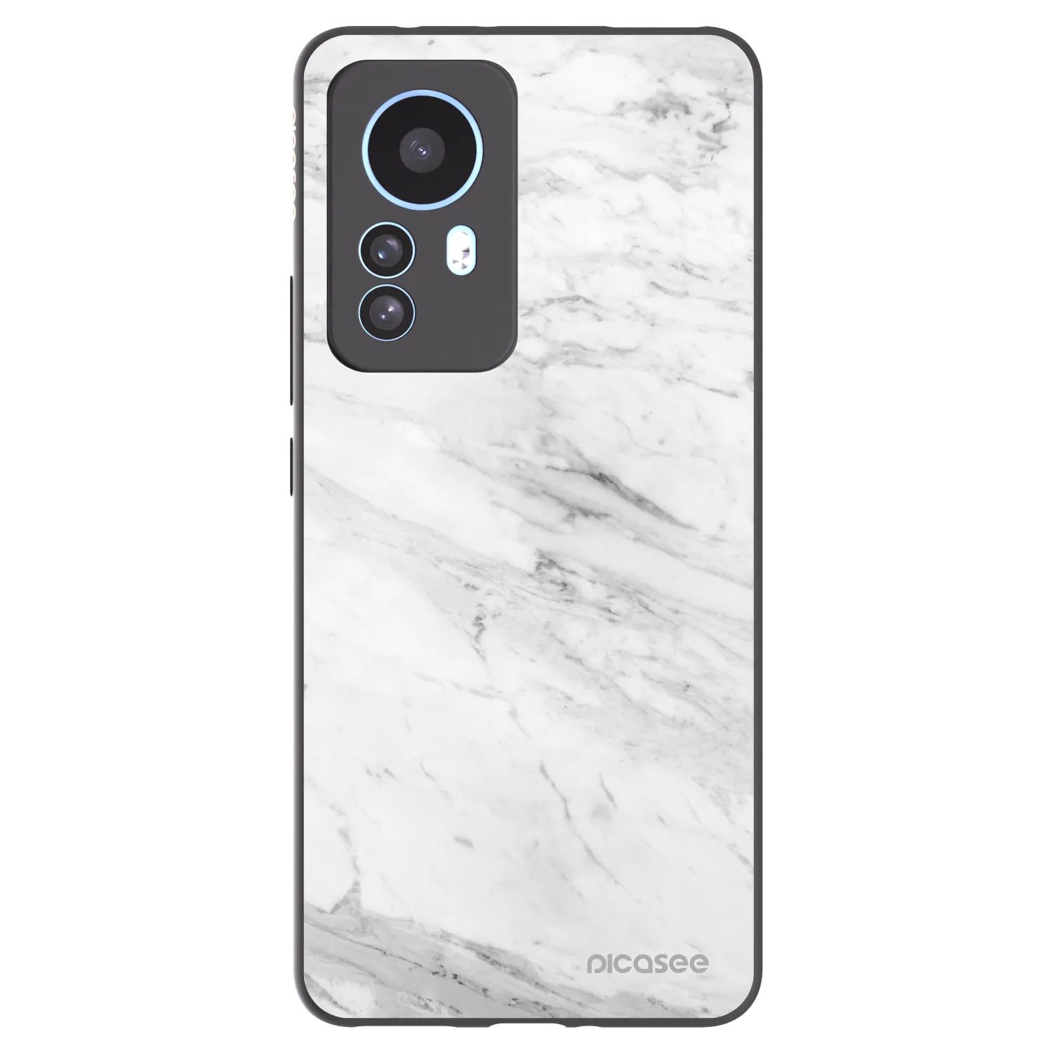 Picasee Xiaomi 12T Hülle - Schwarzes Silikon - White marble