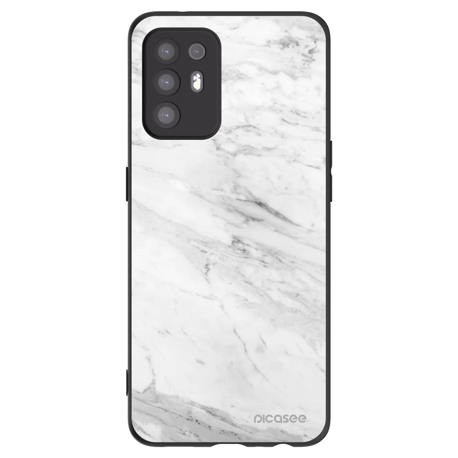 Picasee OPPO A94 5G Hülle - Schwarzes Silikon - White marble