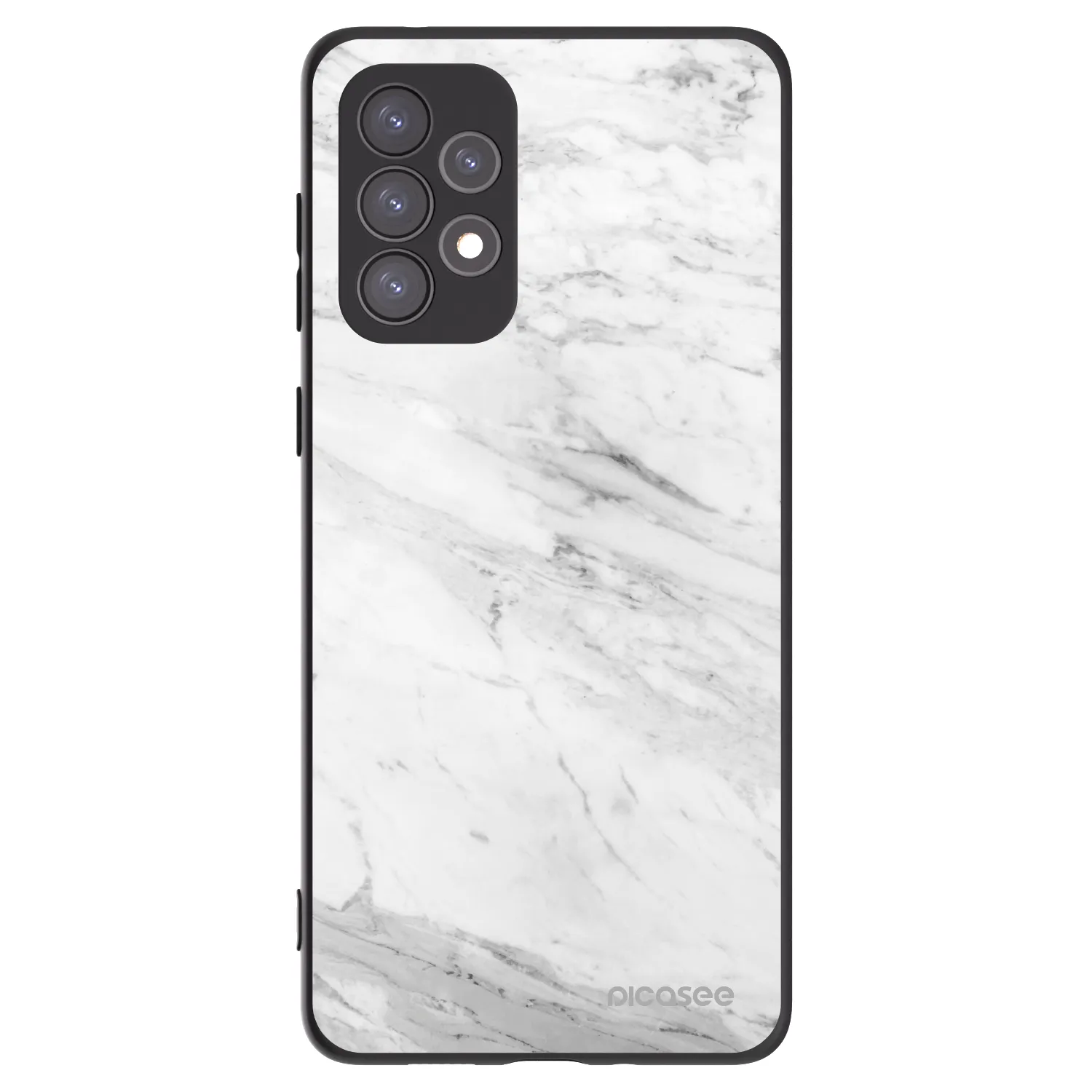 Picasee Samsung Galaxy A73 5G Hülle - Schwarzes Silikon - White marble