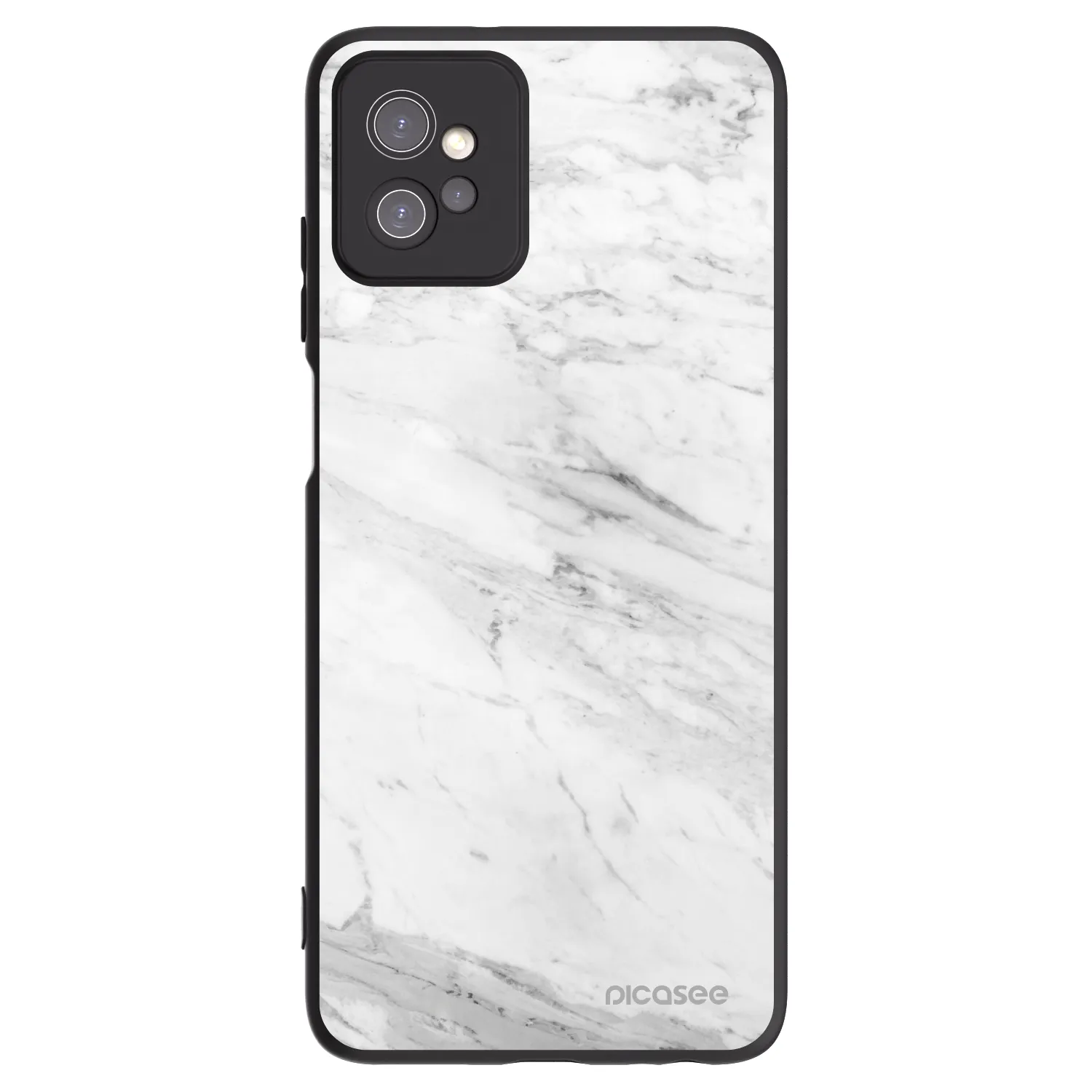 Picasee Motorola Moto G32 Hülle - Schwarzes Silikon - White marble
