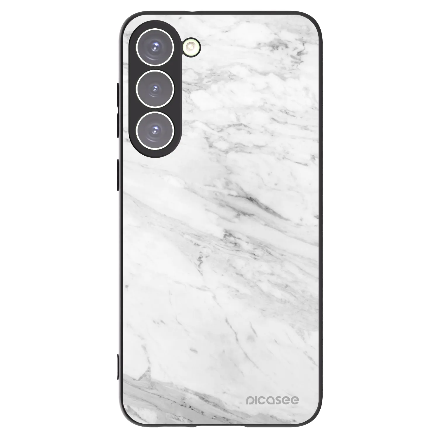 Picasee Samsung Galaxy S23+ 5G Hülle - Schwarzes Silikon - White marble