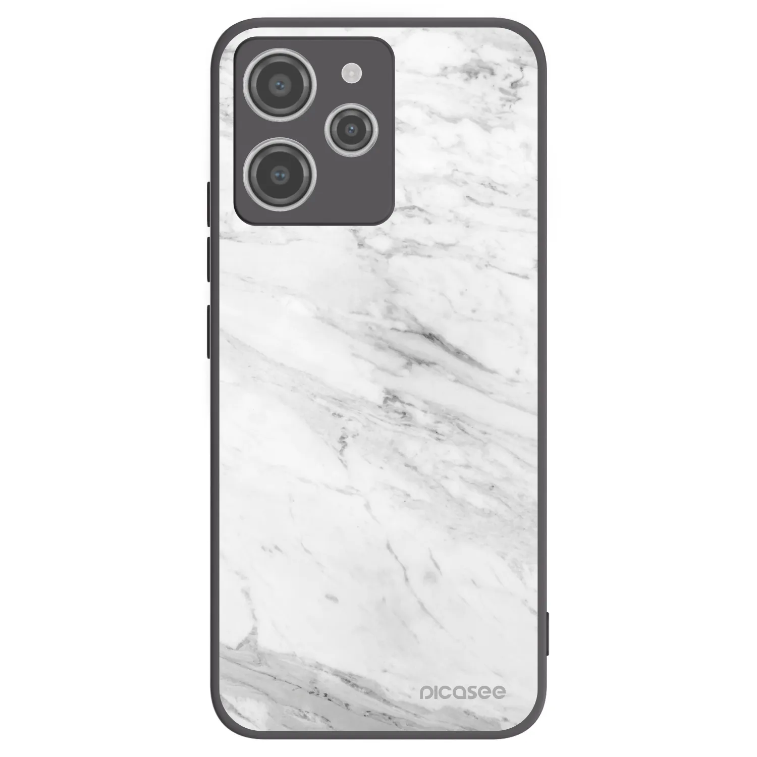 Picasee Xiaomi Redmi 12 4G Hülle - Schwarzes Silikon - White marble