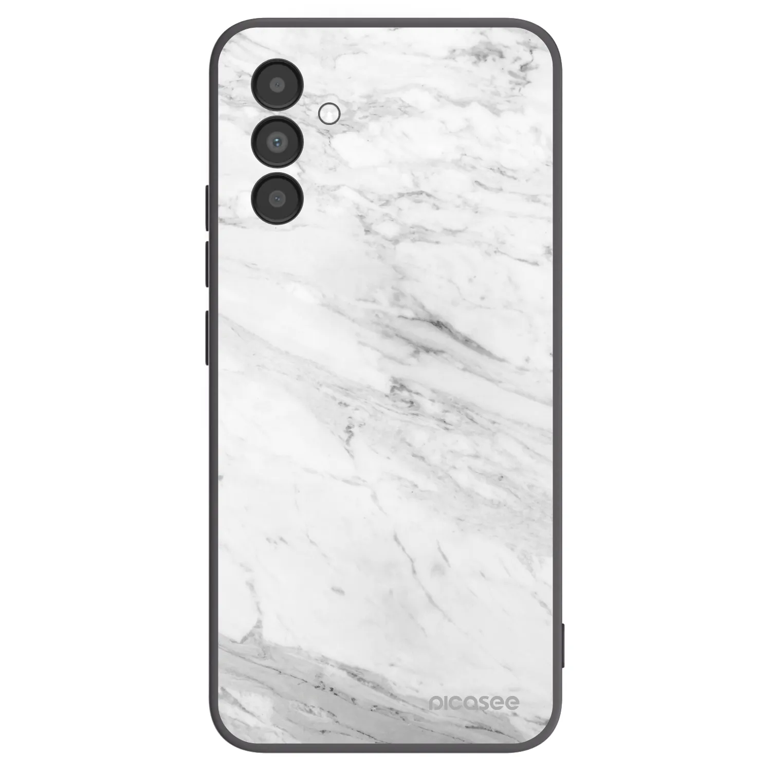 Picasee Samsung Galaxy A04s A047F Hülle - Schwarzes Silikon - White marble