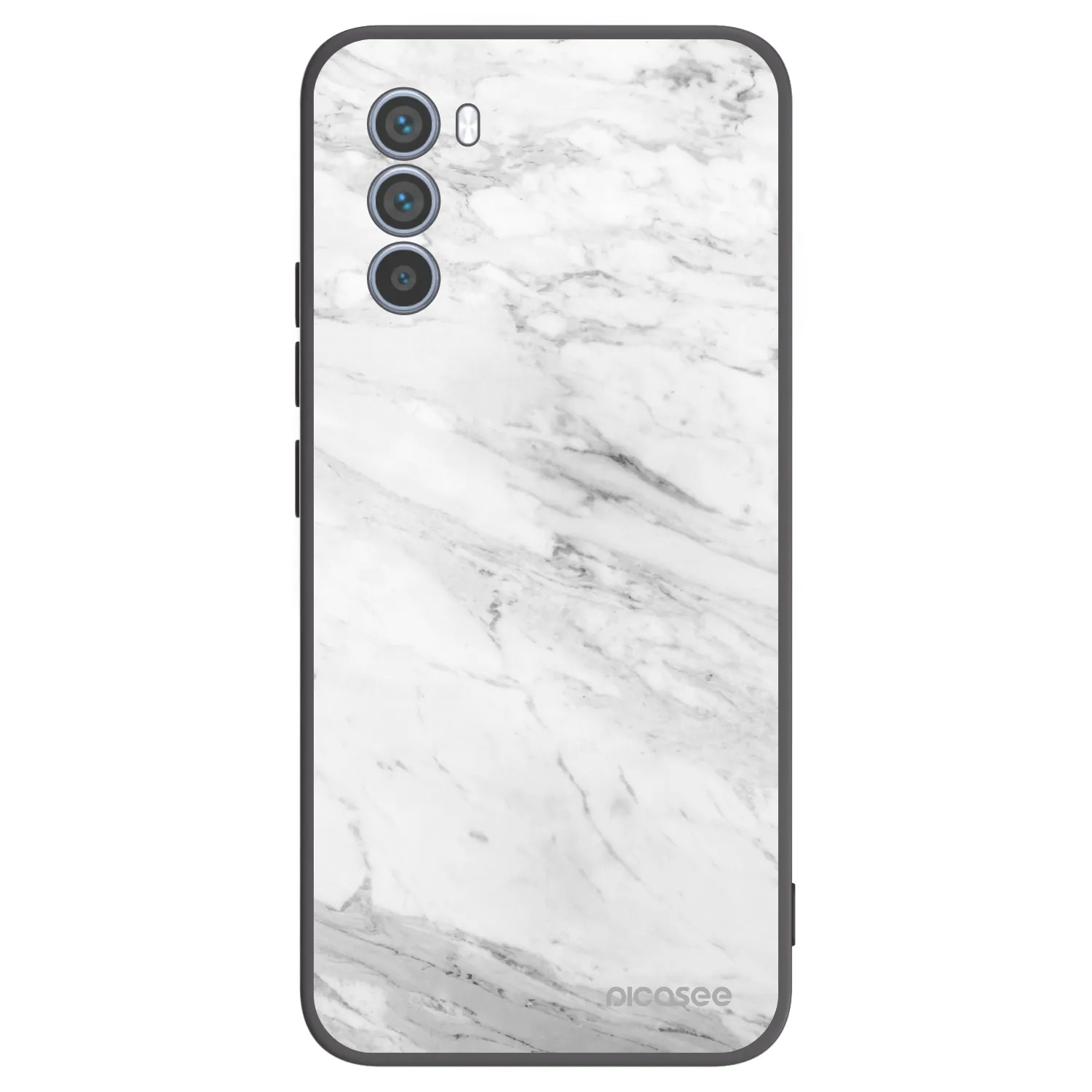Picasee Motorola Moto G62 Hülle - Schwarzes Silikon - White marble