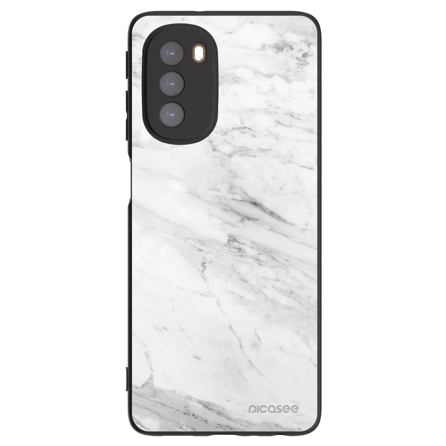 Picasee Motorola Moto G51 Hülle - Schwarzes Silikon - White marble