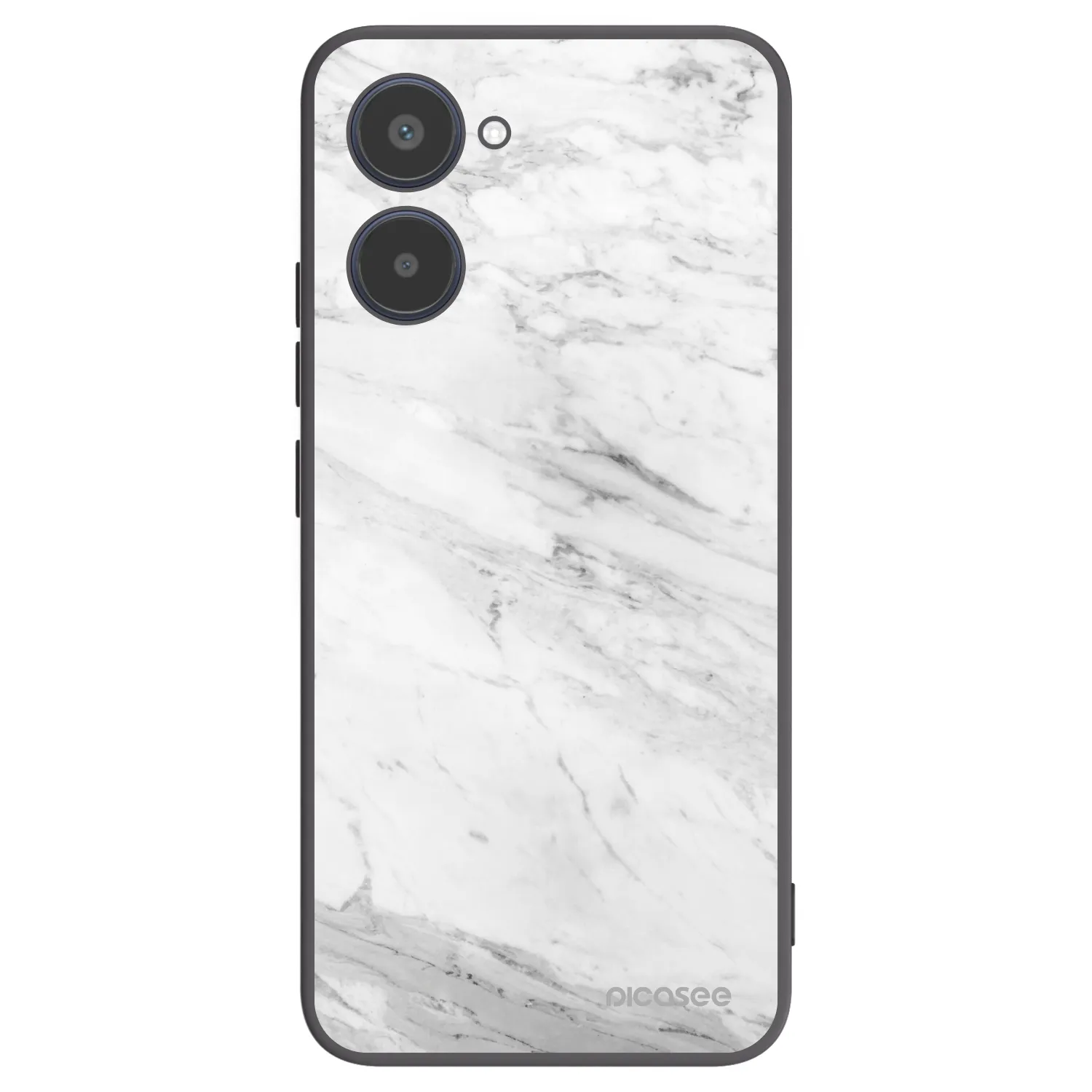 Picasee Realme 10 4G Hülle - Schwarzes Silikon - White marble