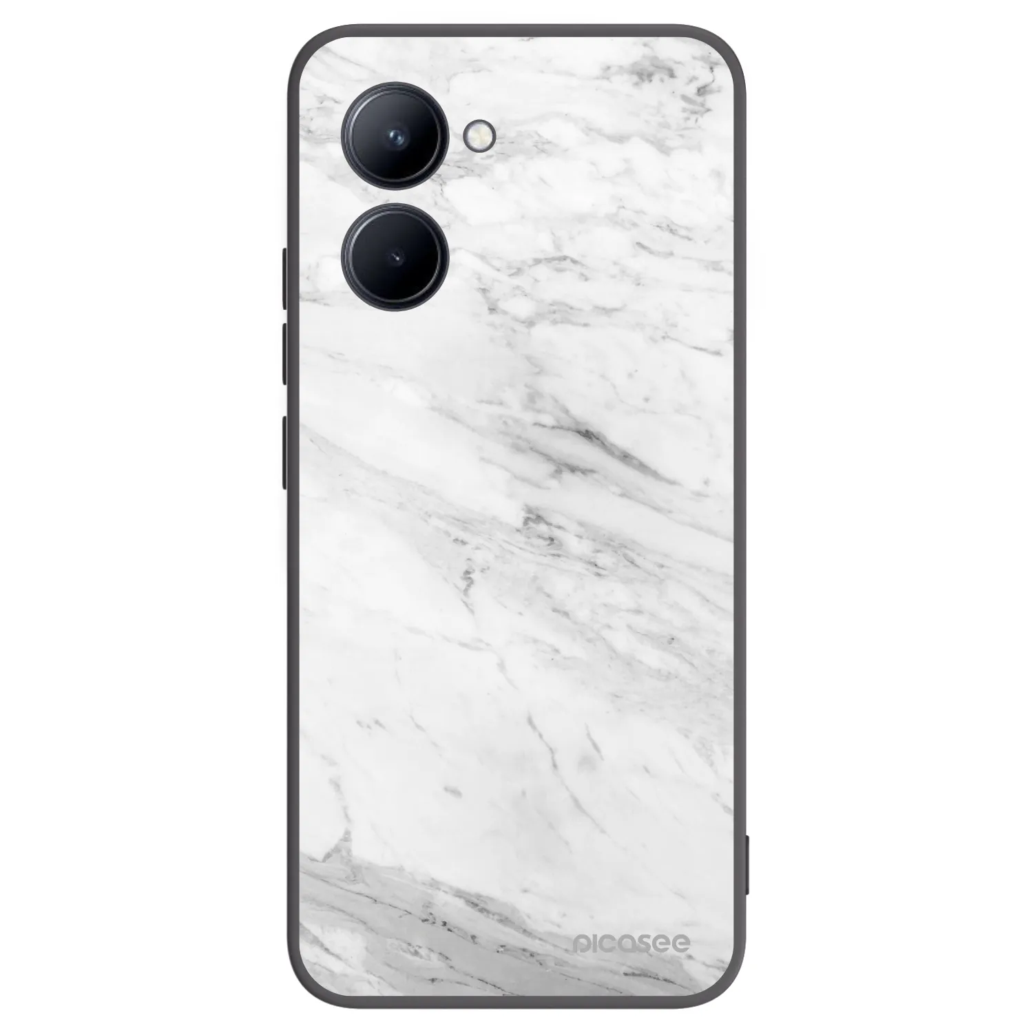 Picasee Realme C33 (2023) Hülle - Schwarzes Silikon - White marble