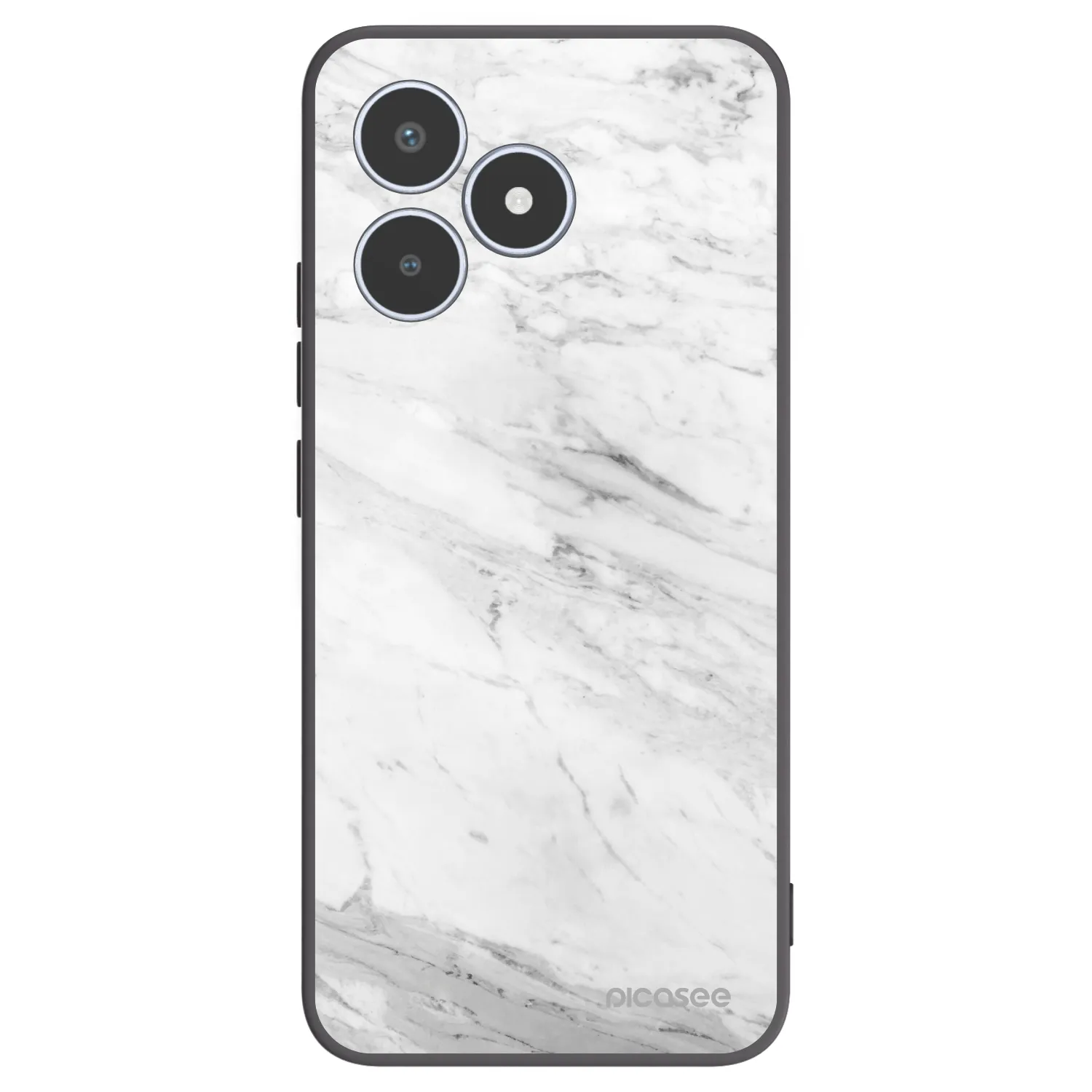 Picasee Realme C53 Hülle - Schwarzes Silikon - White marble