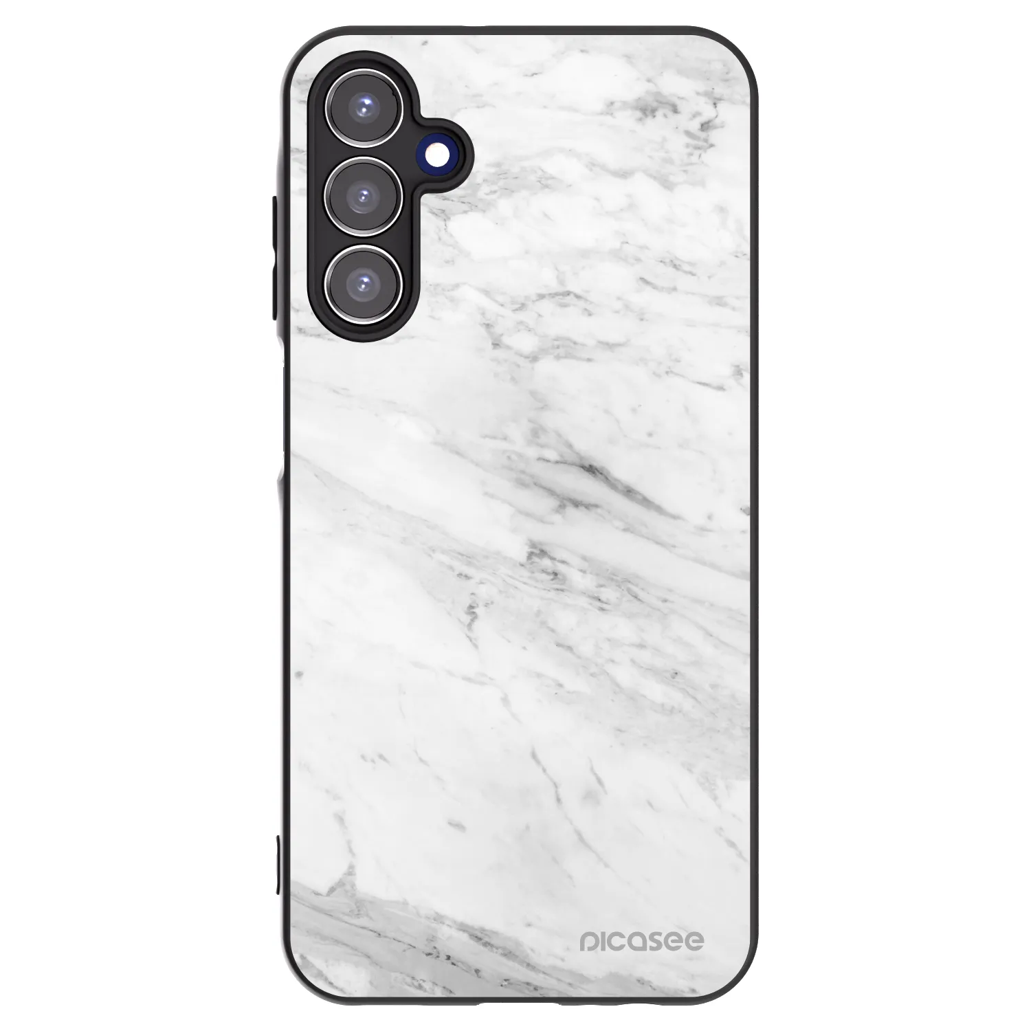 Picasee Samsung Galaxy A15 A155F 4G Hülle - Schwarzes Silikon - White marble