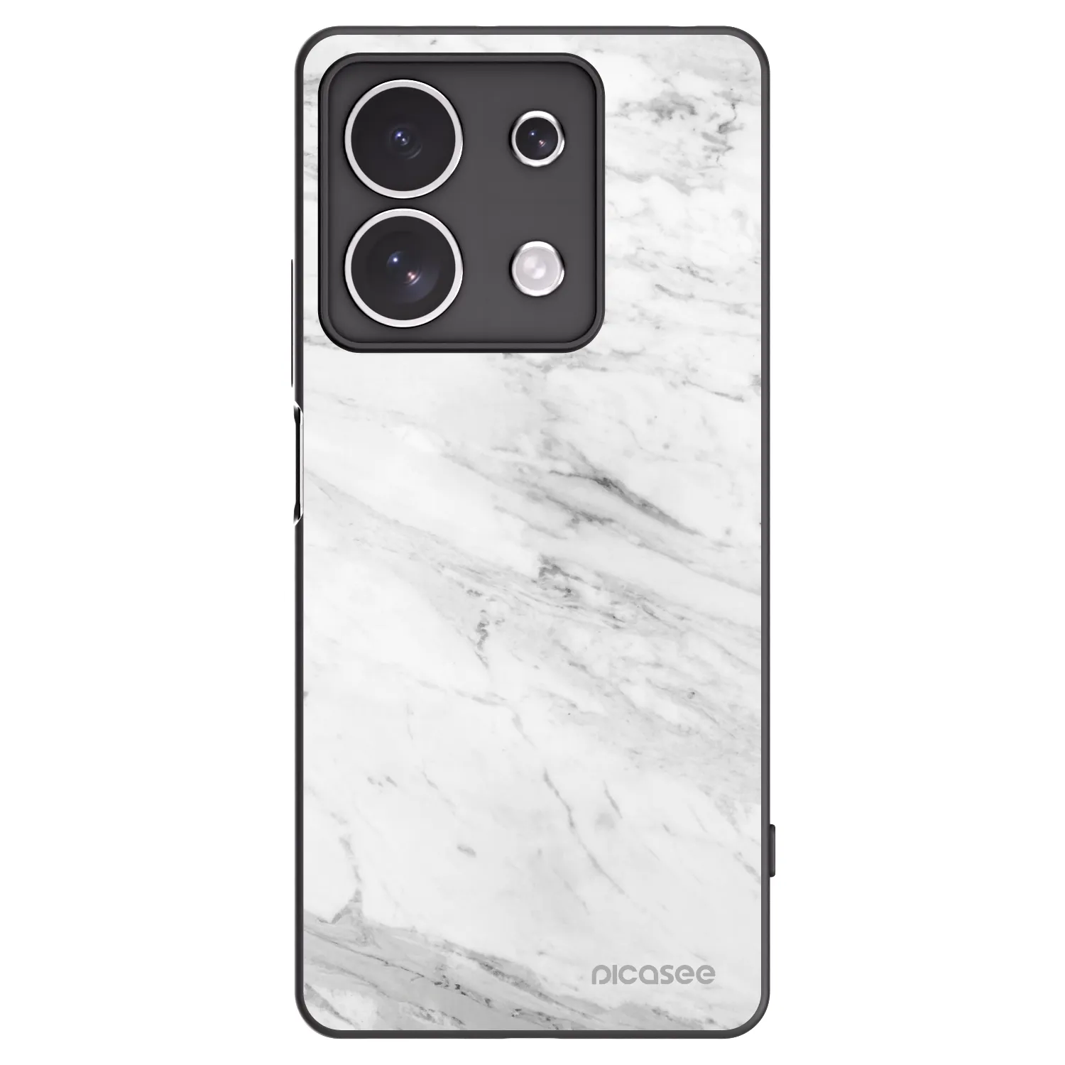 Picasee Xiaomi Redmi Note 13 4G Hülle - Schwarzes Silikon - White marble