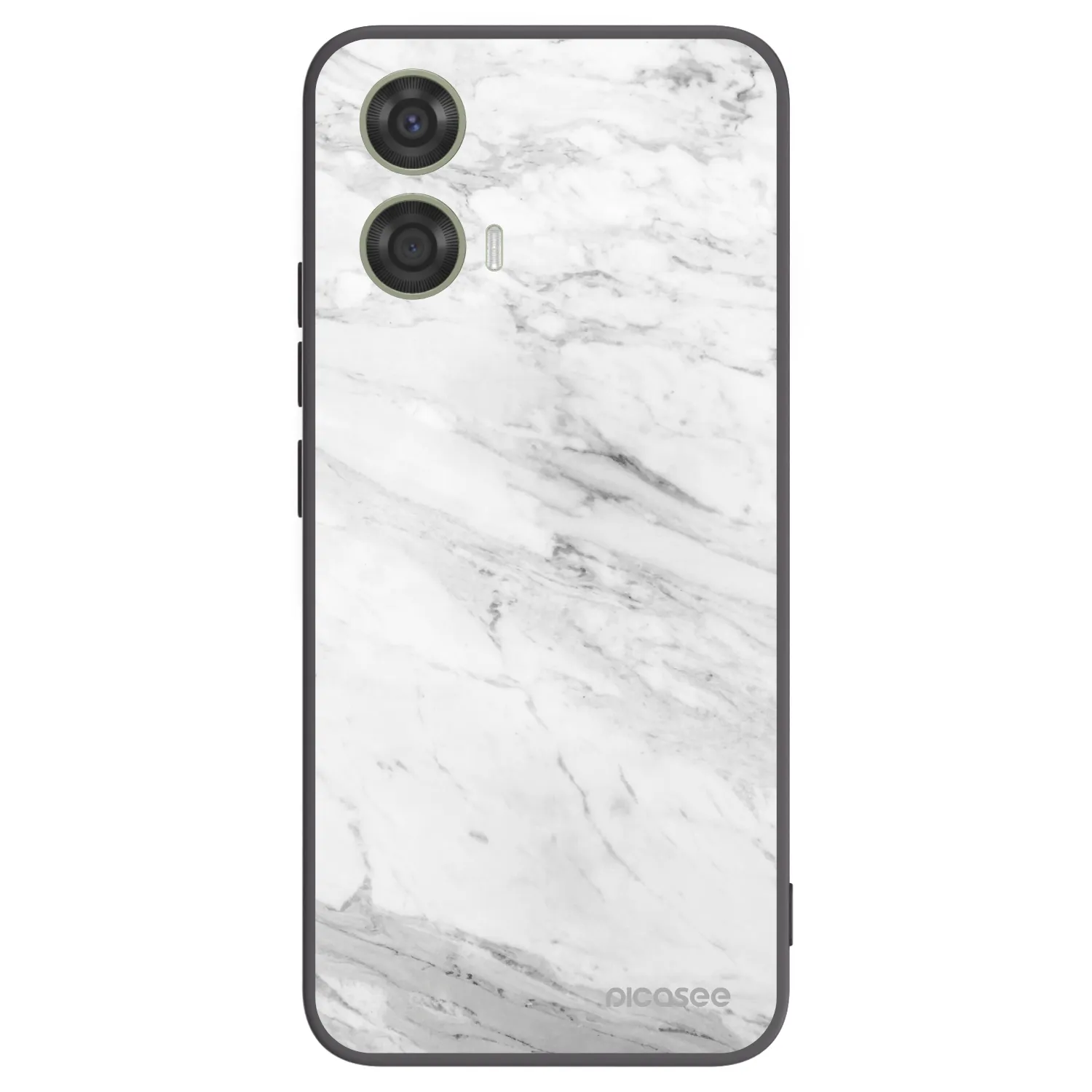 Picasee Motorola Moto G24 Hülle - Schwarzes Silikon - White marble