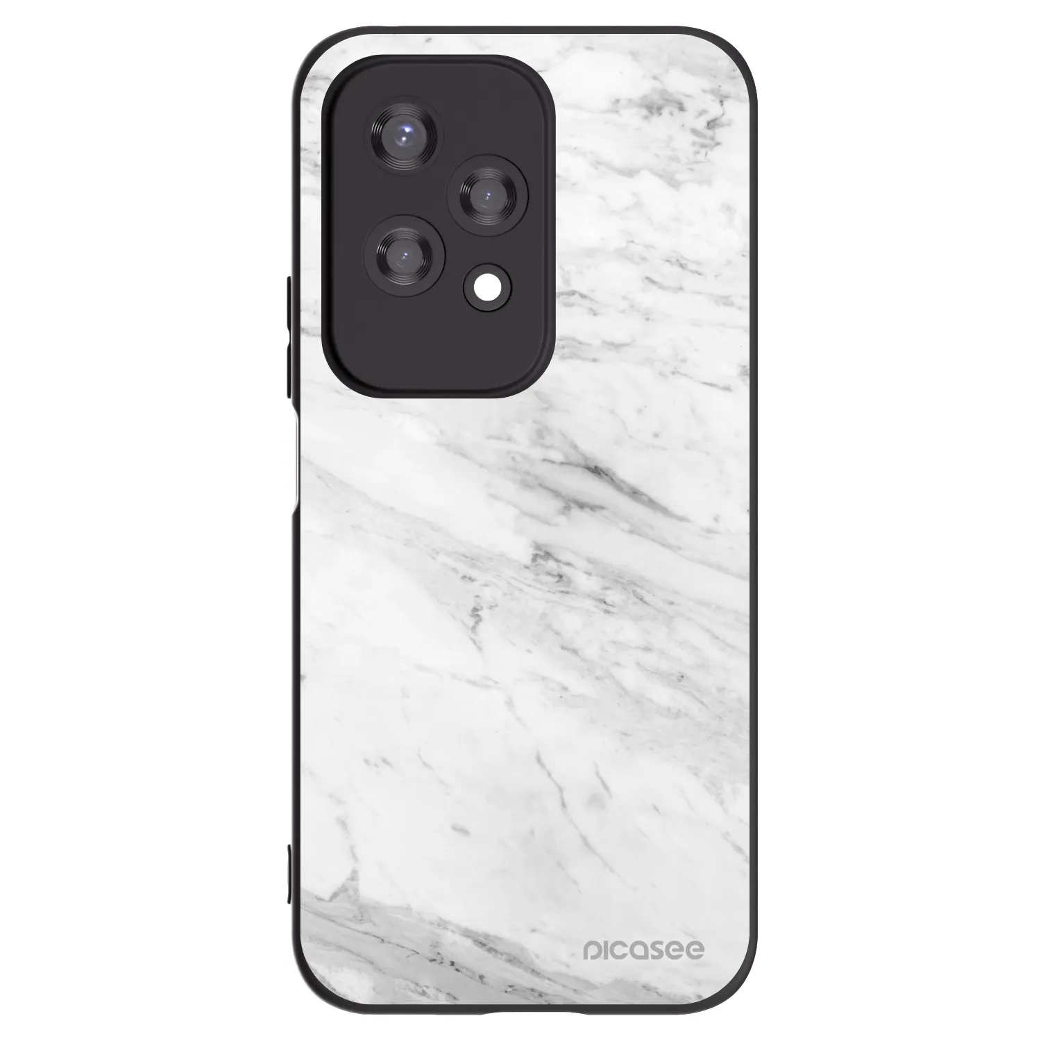 Picasee Honor 200 Lite Hülle - Schwarzes Silikon - White marble