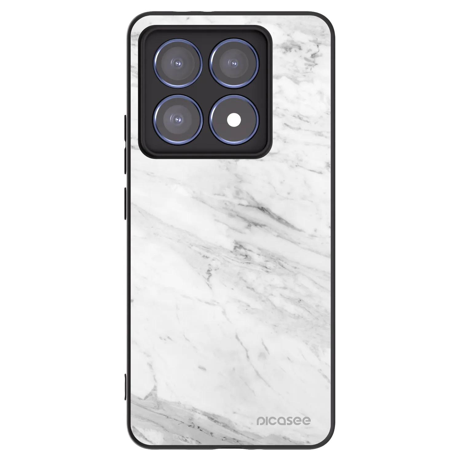 Picasee Xiaomi 14T Pro Hülle - Schwarzes Silikon - White marble
