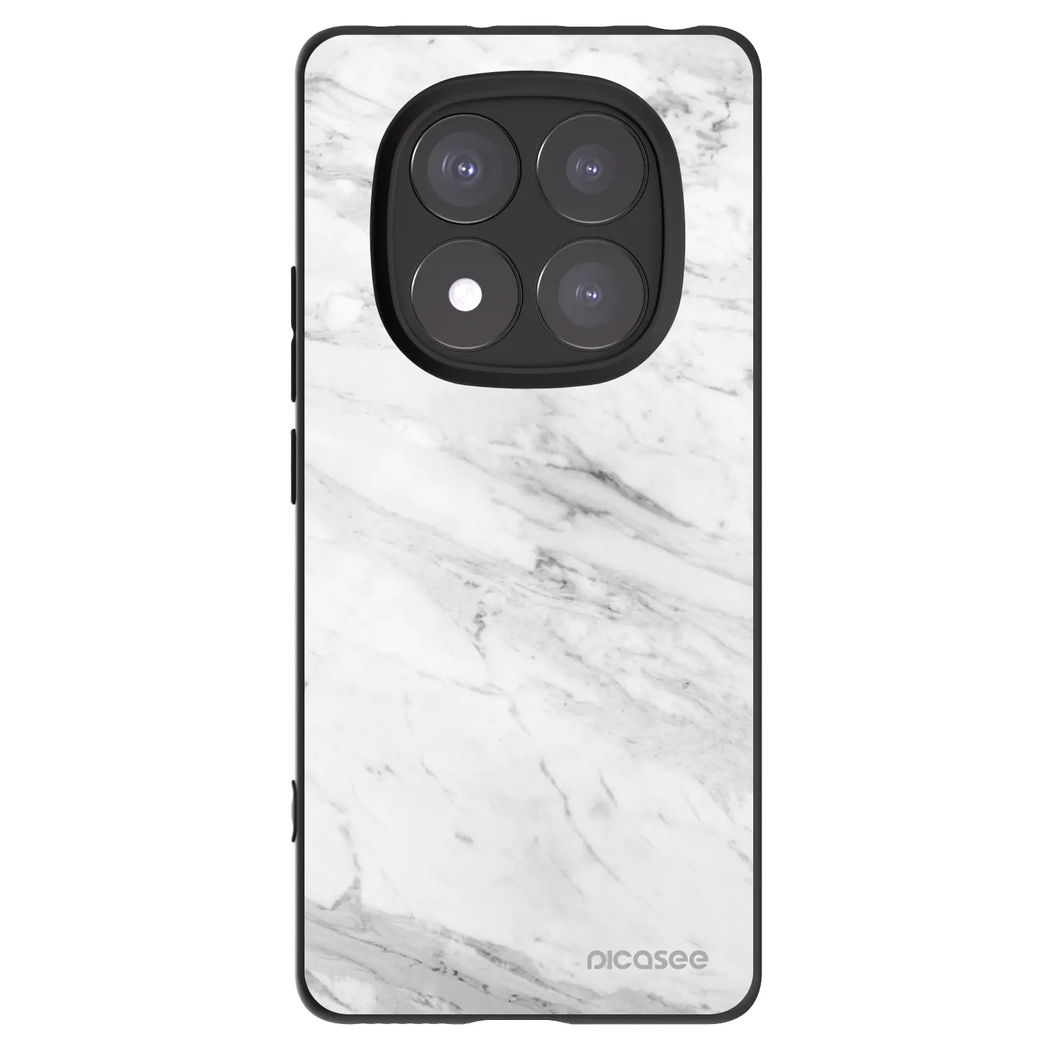 Picasee Xiaomi Redmi Note 14 Pro 5G Hülle - Schwarzes Silikon - White marble