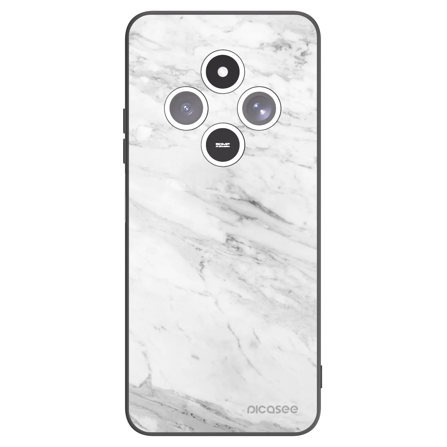 Picasee Xiaomi Redmi 14C Hülle - Schwarzes Silikon - White marble