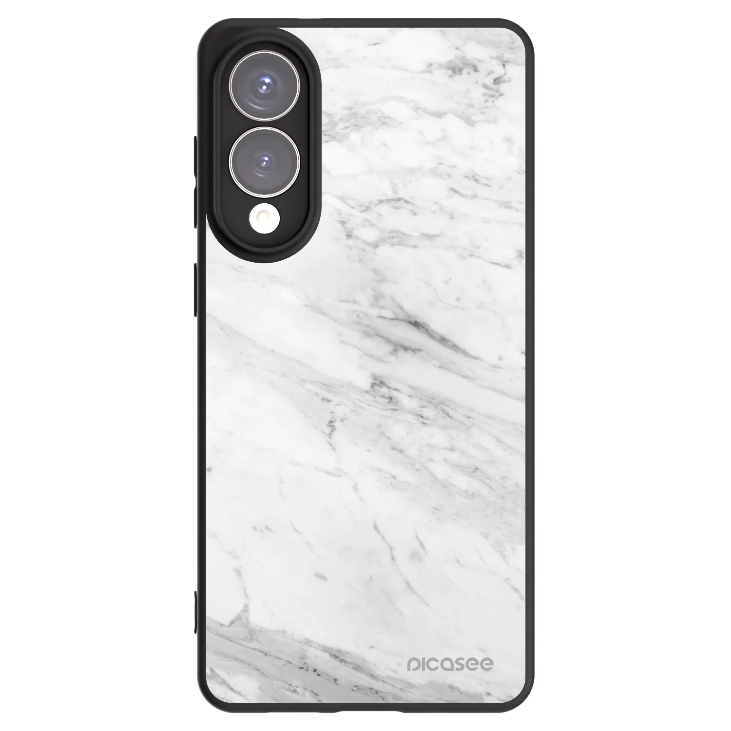 Picasee Samsung Galaxy S25 Edge 5G Hülle - Schwarzes Silikon - White marble