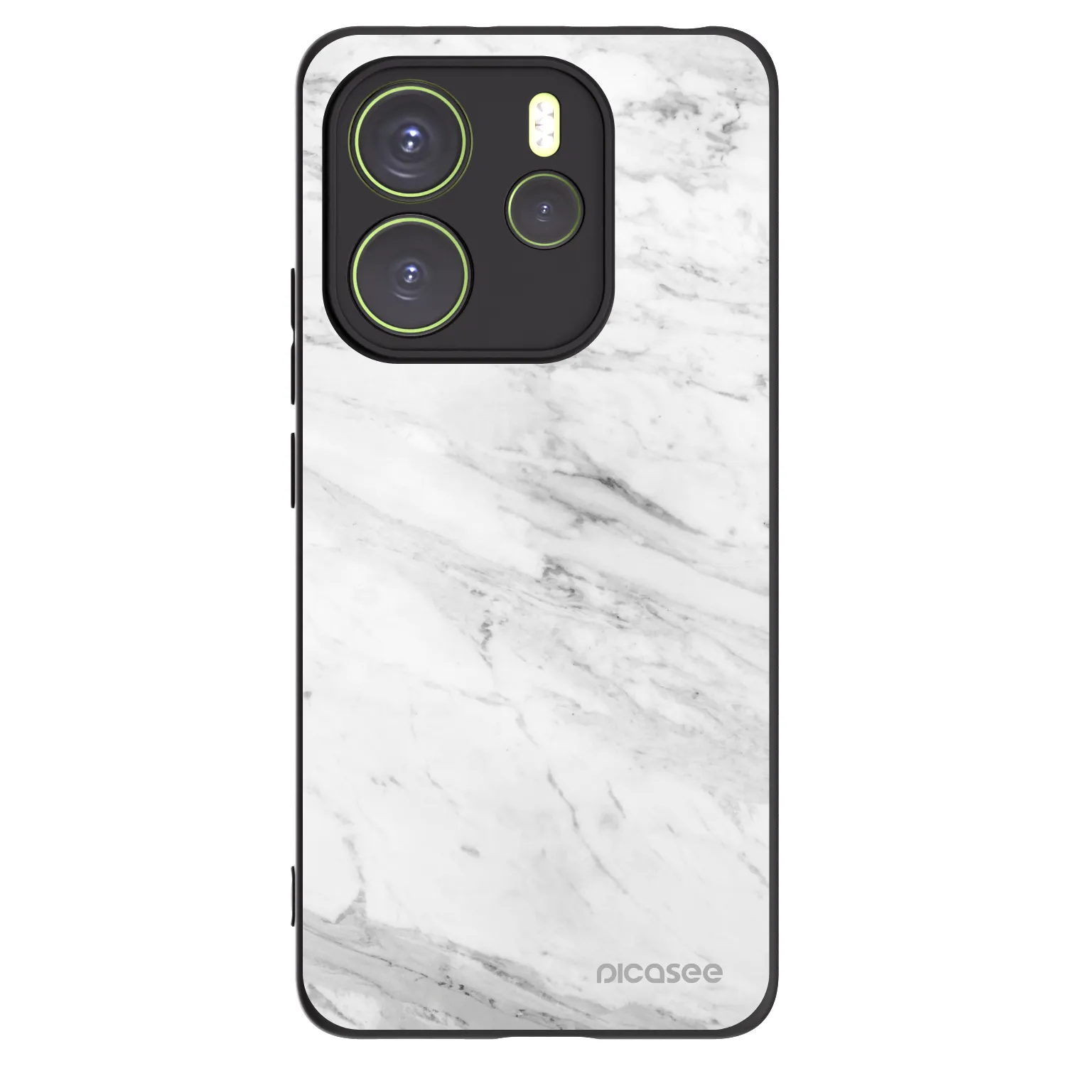 Picasee Xiaomi Redmi Note 14 4G Hülle - Schwarzes Silikon - White marble