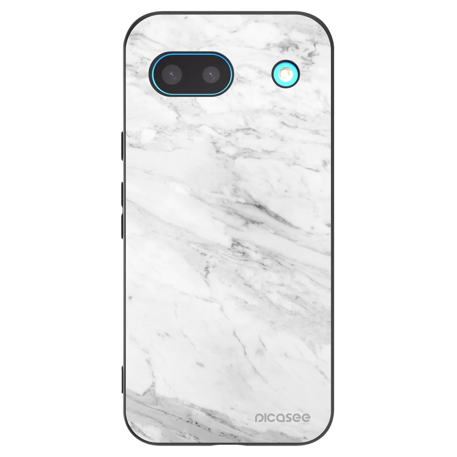 Picasee Google Pixel 8 Hülle - Schwarzes Silikon - White marble