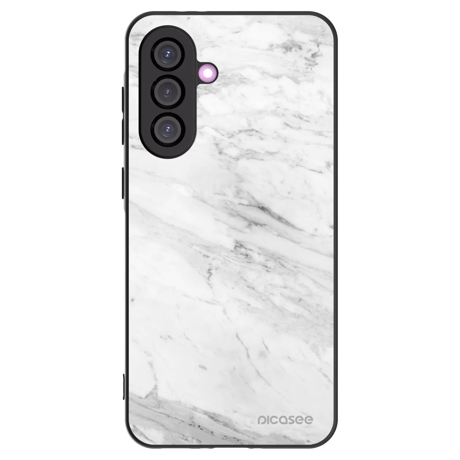 Picasee Samsung Galaxy A36 5G Hülle - Schwarzes Silikon - White marble