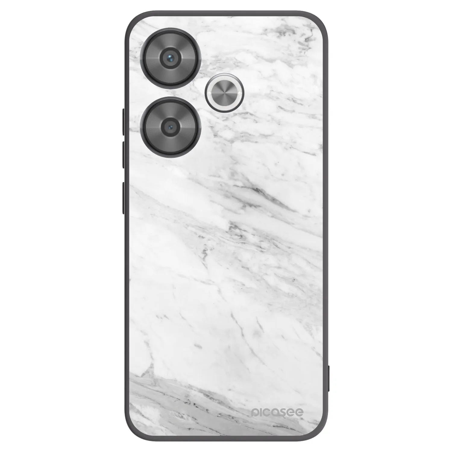 Picasee Xiaomi Poco F6 Hülle - Schwarzes Silikon - White marble