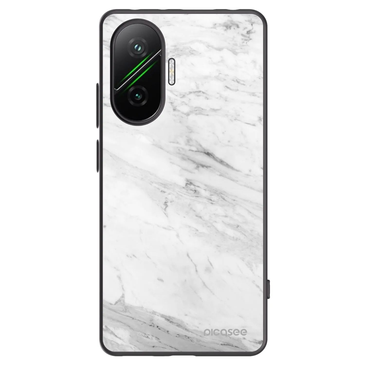 Picasee Xiaomi Poco F7 Pro 5G Hülle - Schwarzes Silikon - White marble