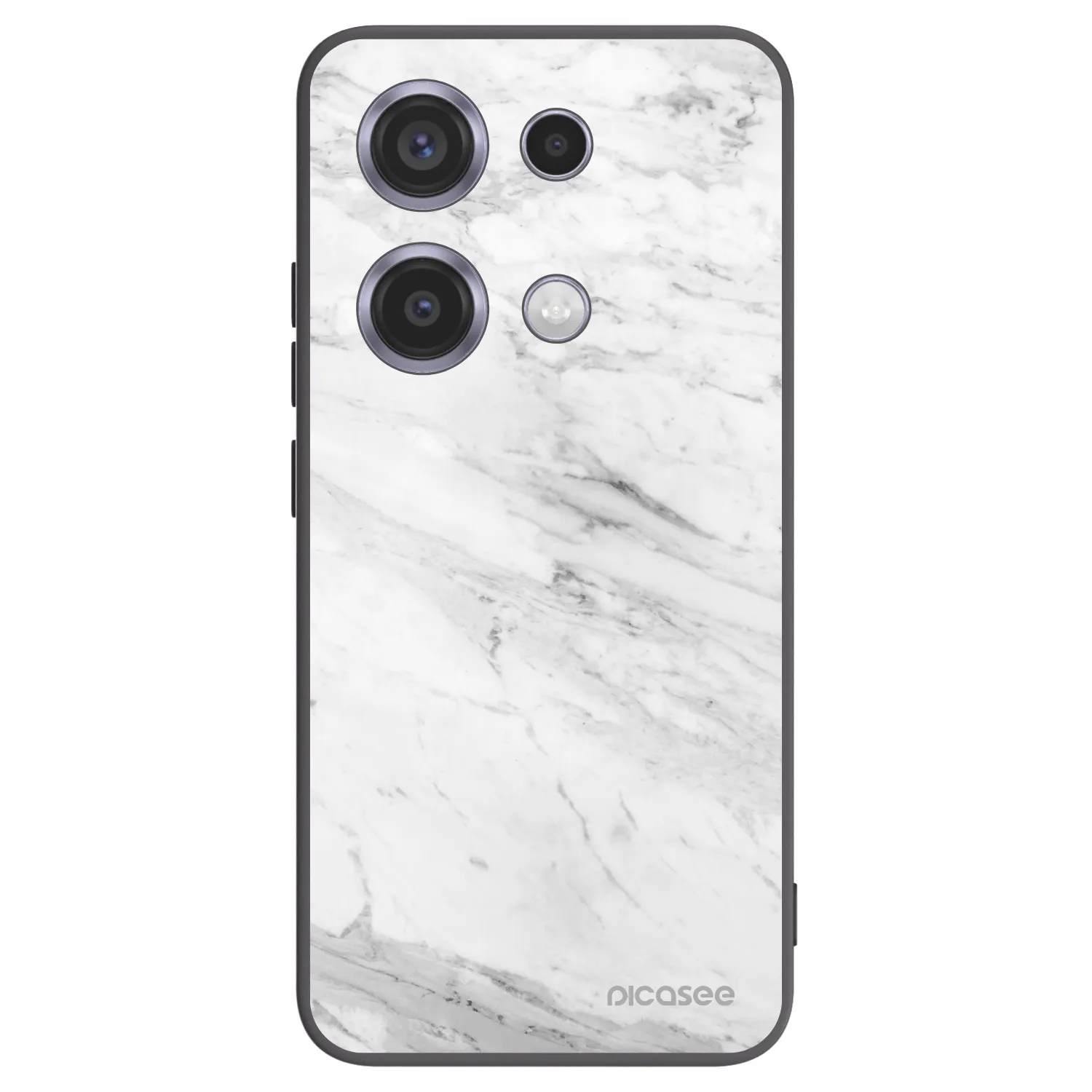 Picasee Xiaomi Redmi Note 14S Hülle - Schwarzes Silikon - White marble