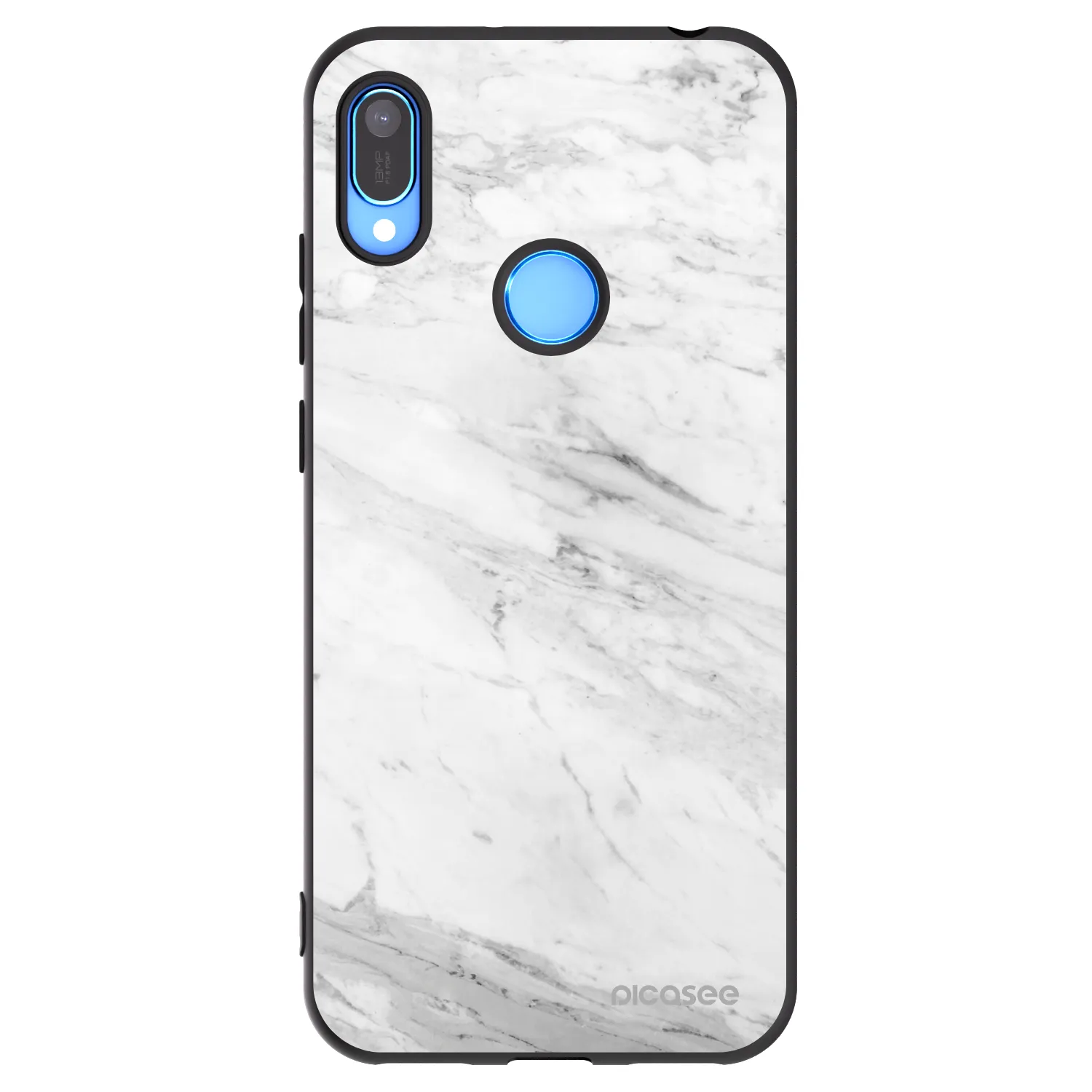 Picasee Huawei Y6 2019 Hülle - Schwarzes Silikon - White marble