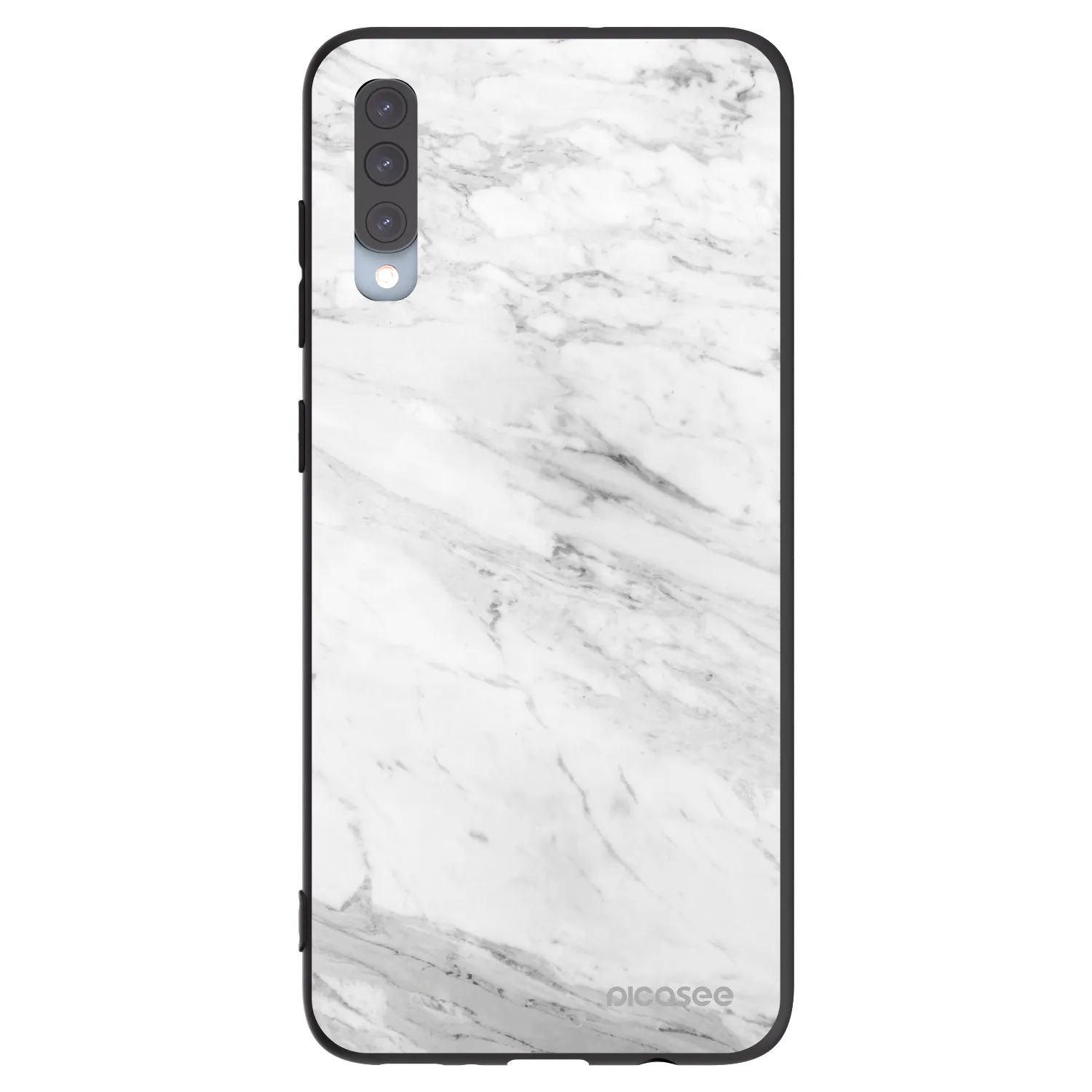 Picasee Samsung Galaxy A70 A705F Hülle - Schwarzes Silikon - White marble