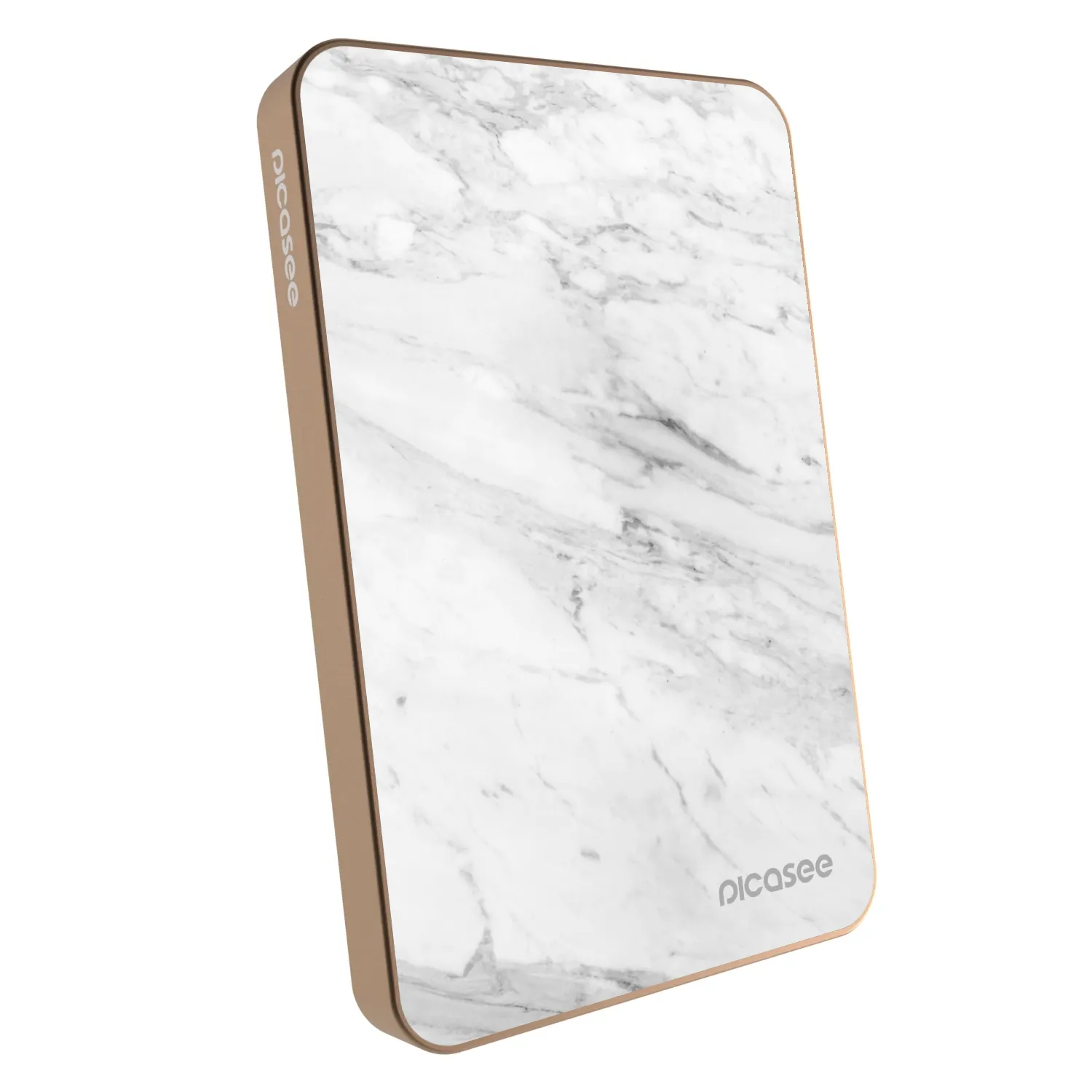Picasee Powerbank mit MagSafe 5 000 mAh Golden - White marble