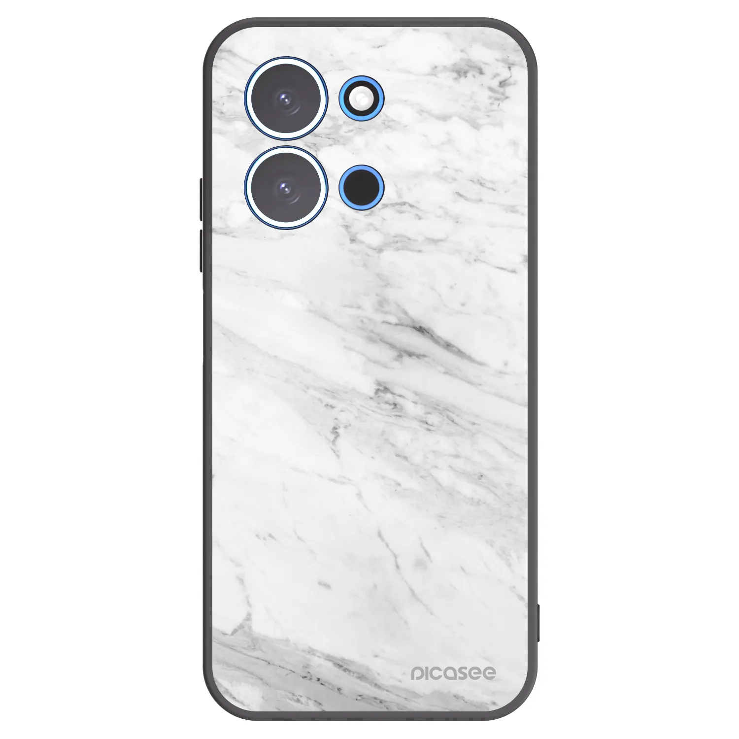 Picasee Xiaomi Redmi 15C 4G Hülle - Schwarzes Silikon - White marble