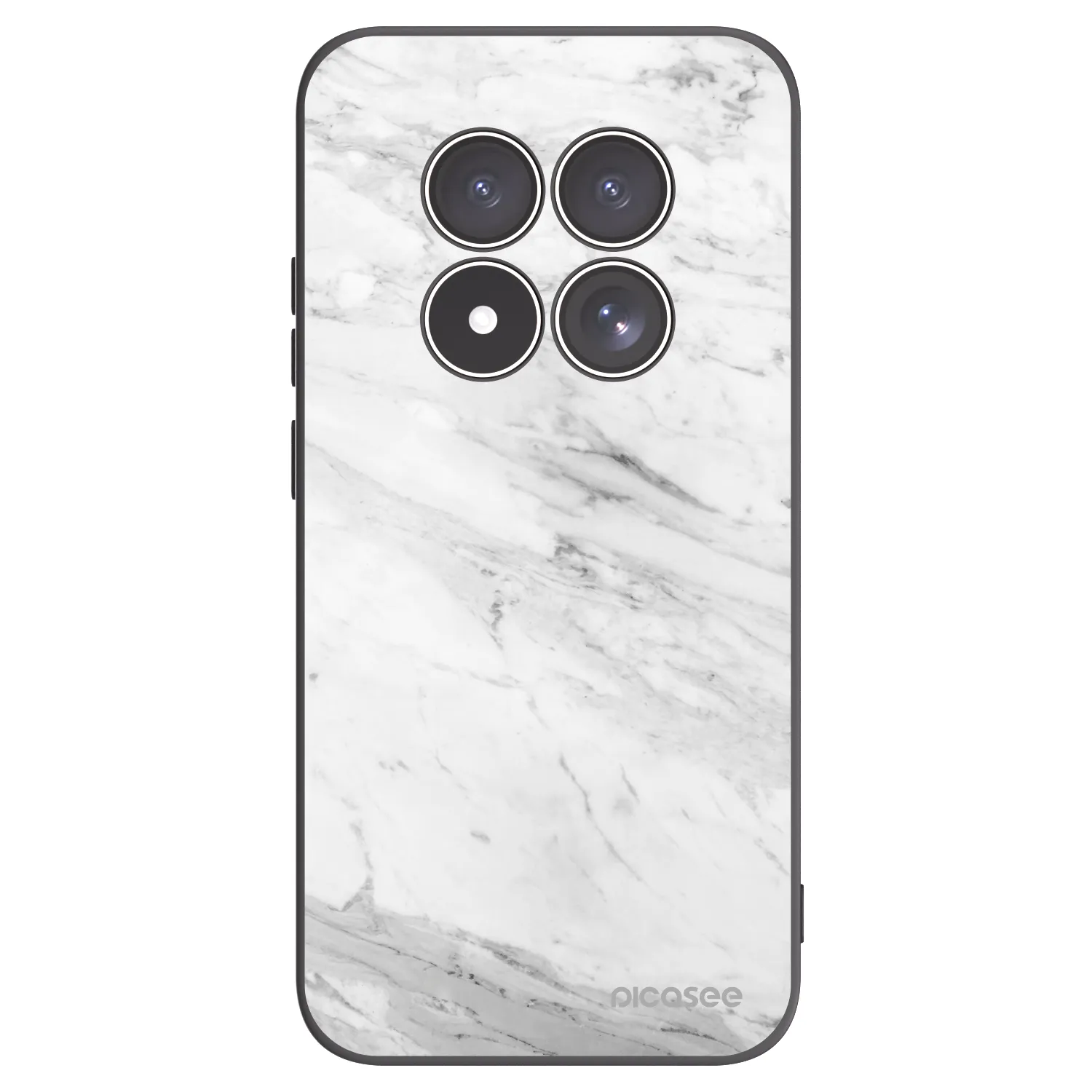 Picasee Xiaomi Redmi Note 15 Pro 4G Hülle - Schwarzes Silikon - White marble