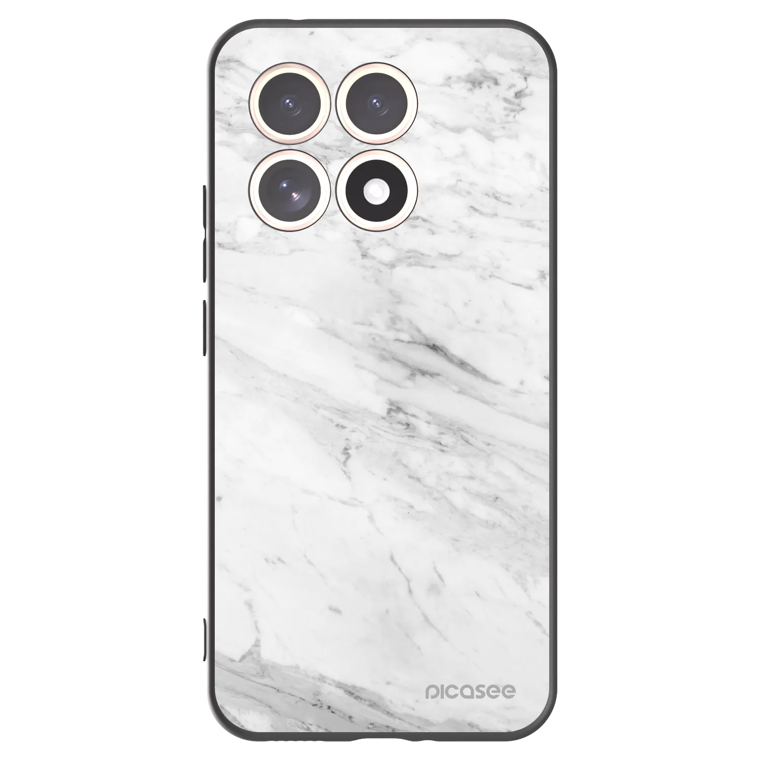 Picasee Xiaomi 15T Hülle - Schwarzes Silikon - White marble