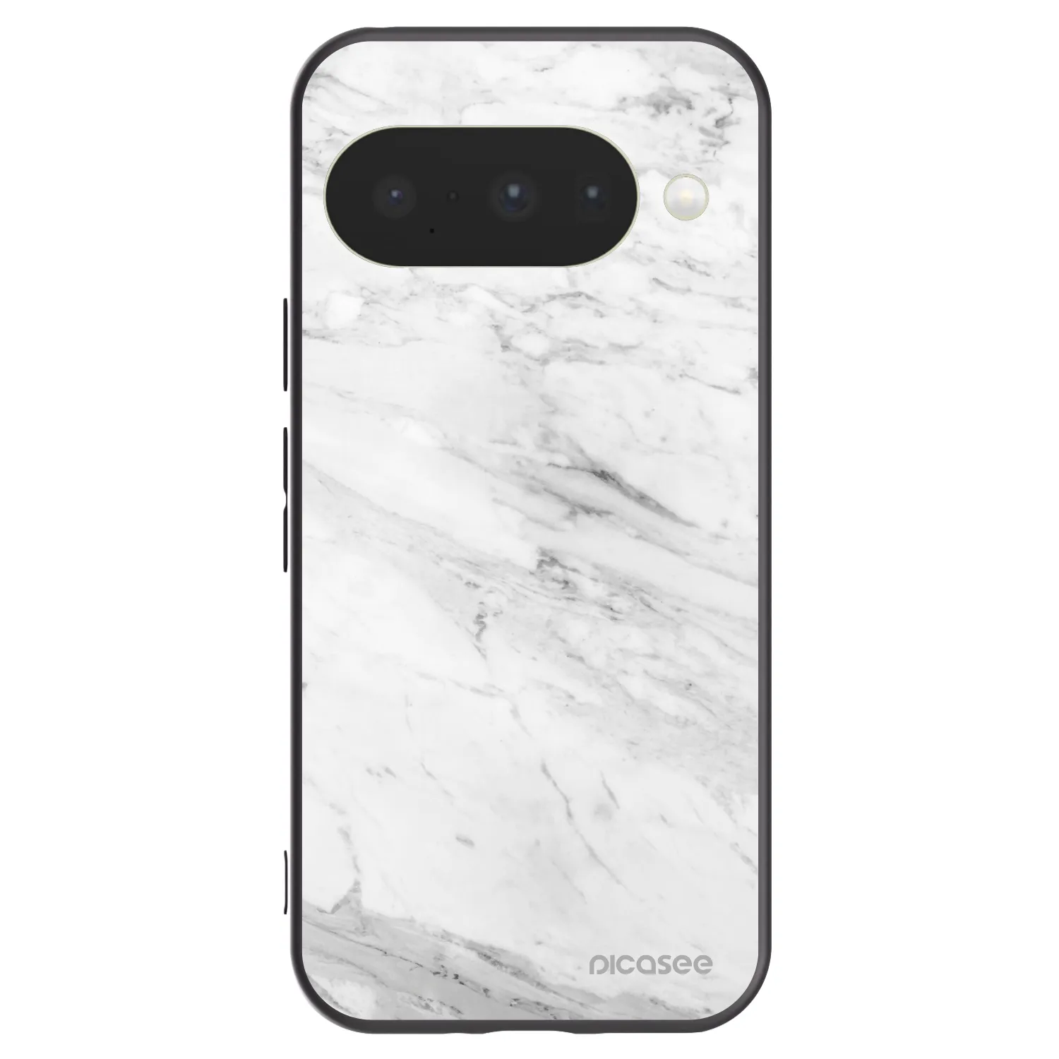 Picasee Google Pixel 10 Hülle - Schwarzes Silikon - White marble