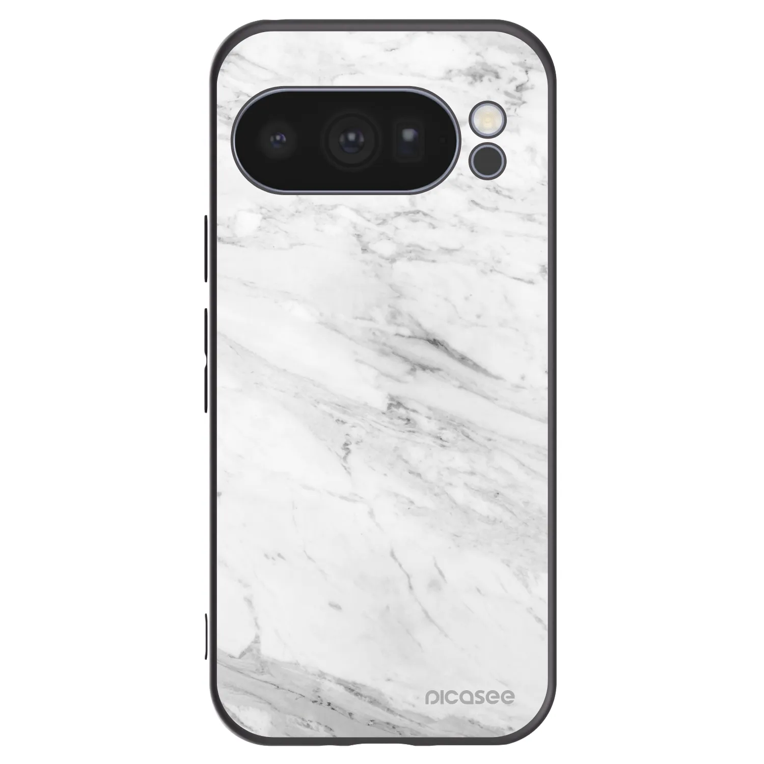 Picasee Google Pixel 10 Pro Hülle - Schwarzes Silikon - White marble