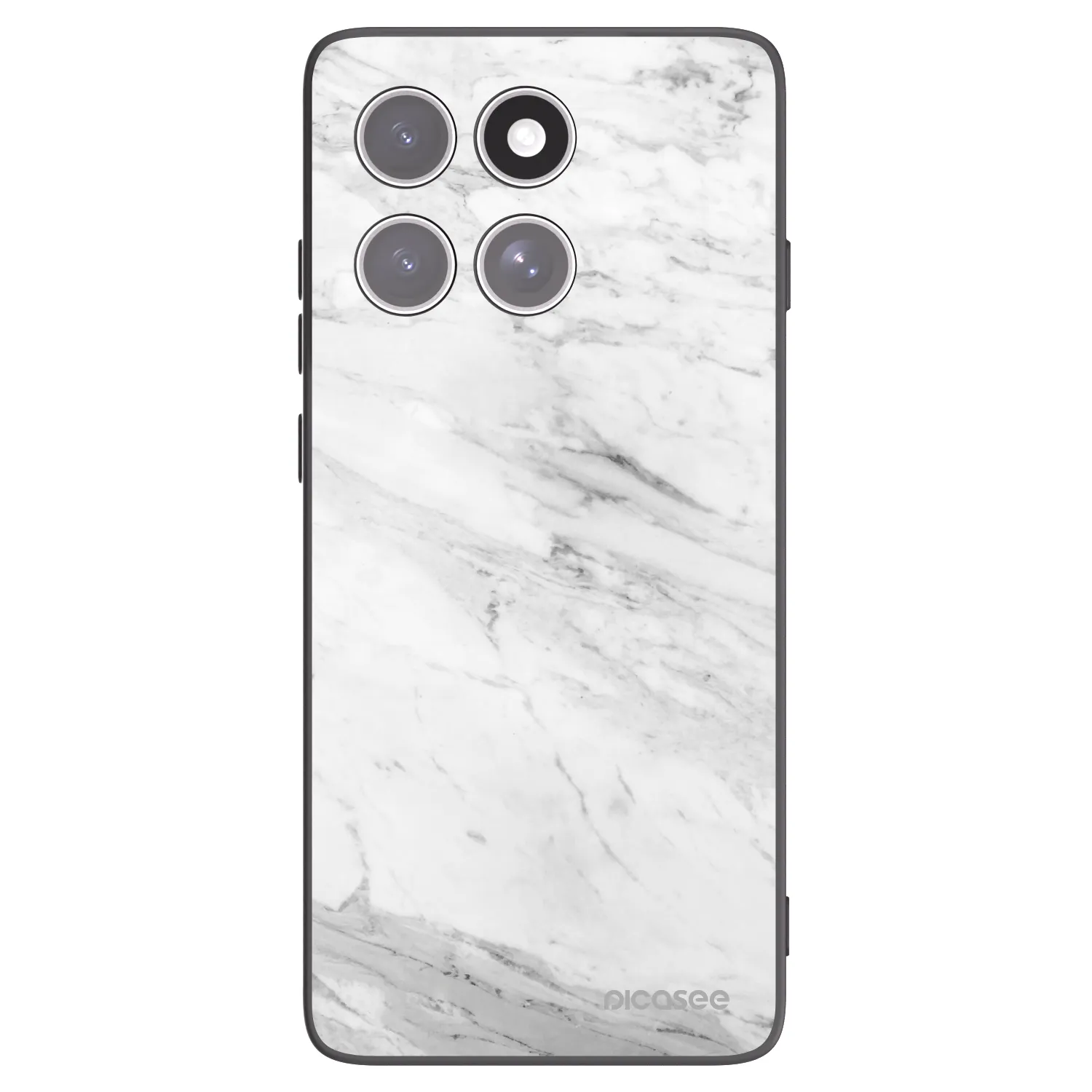 Picasee Motorola Edge 60 Fusion Hülle - Schwarzes Silikon - White marble