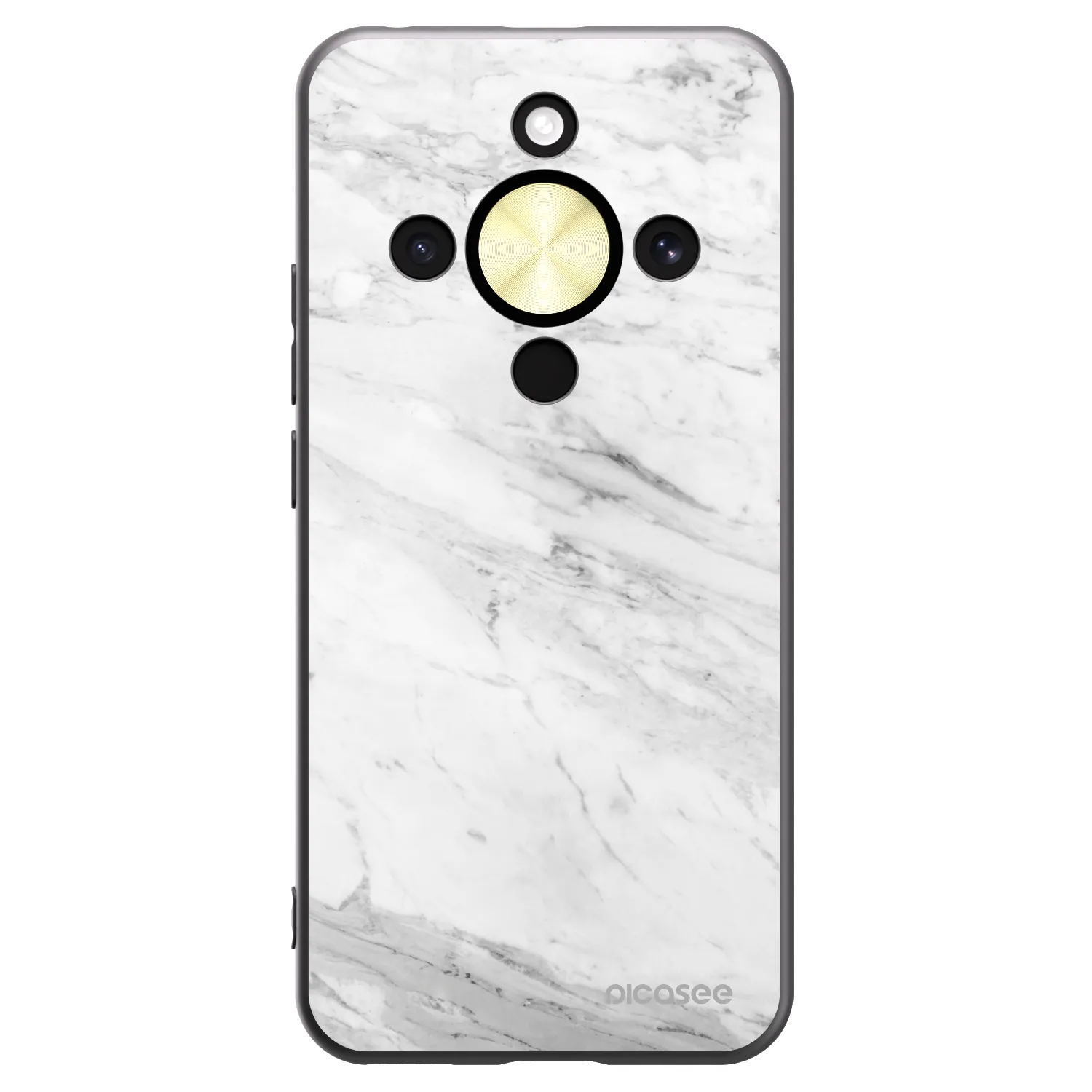 Picasee Honor Magic8 Lite 5G Hülle - Schwarzes Silikon - White marble
